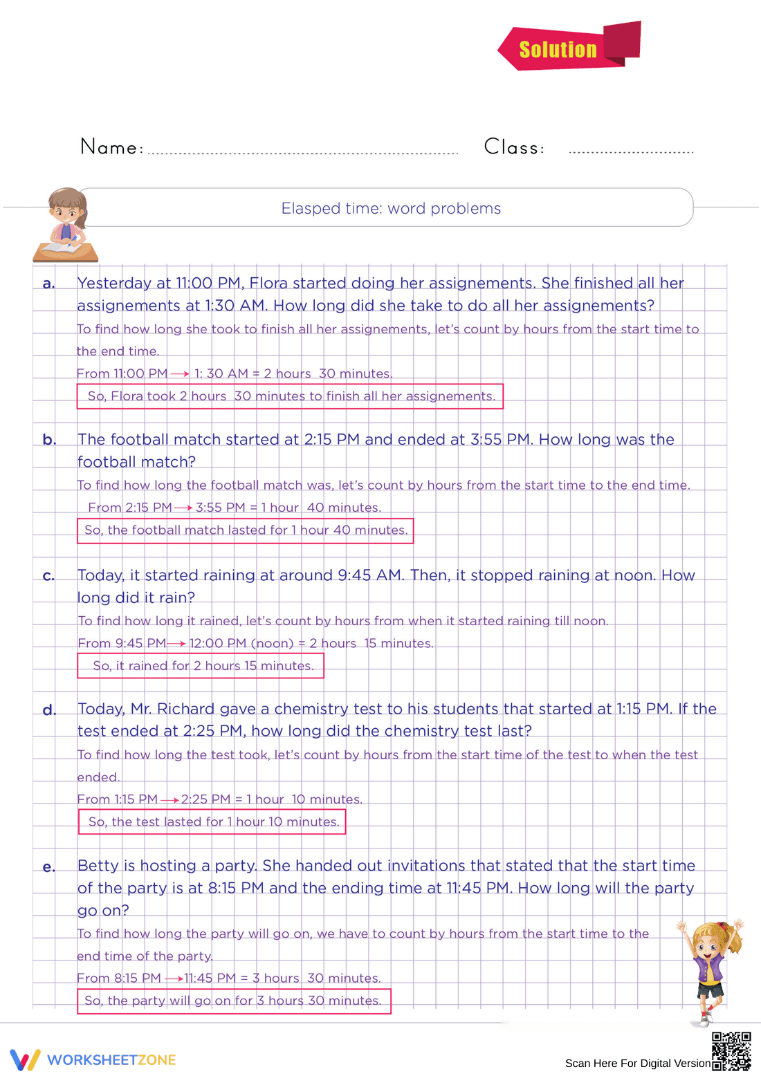 Practice Elapsed Time Calculation - Page 2