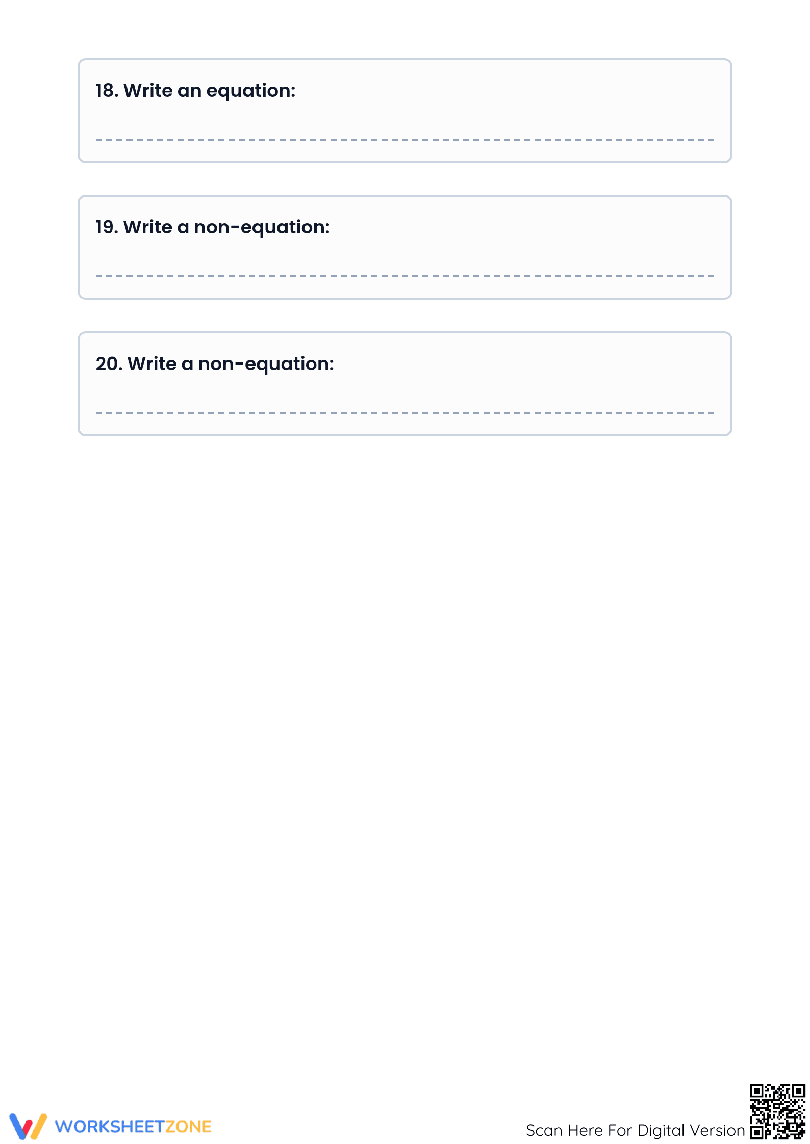 Printable Expressions vs. Equations Worksheet | Grade 6 Math - Page 5