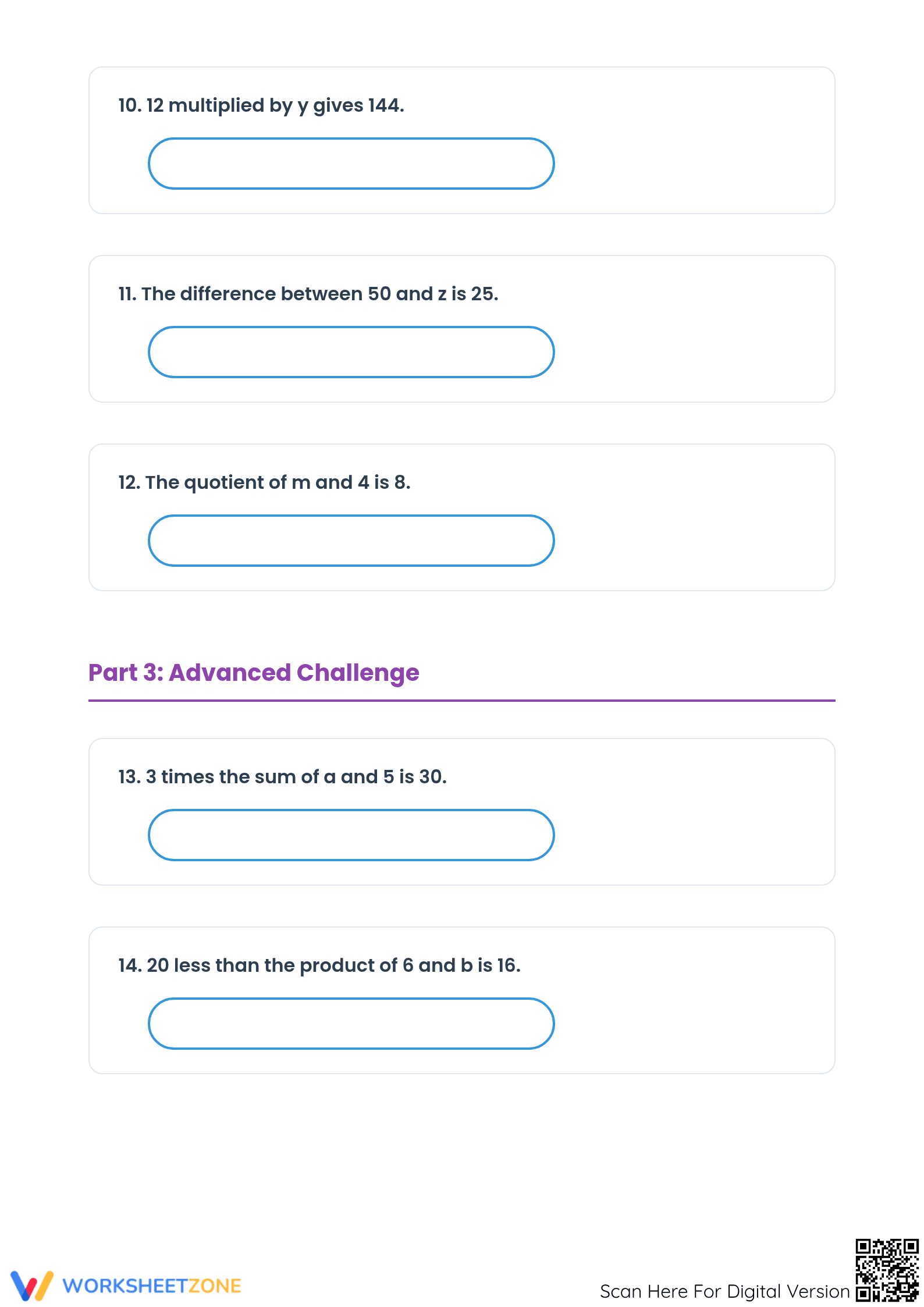 Essential Equation from Words Worksheet | Grade 7 Math - Page 3