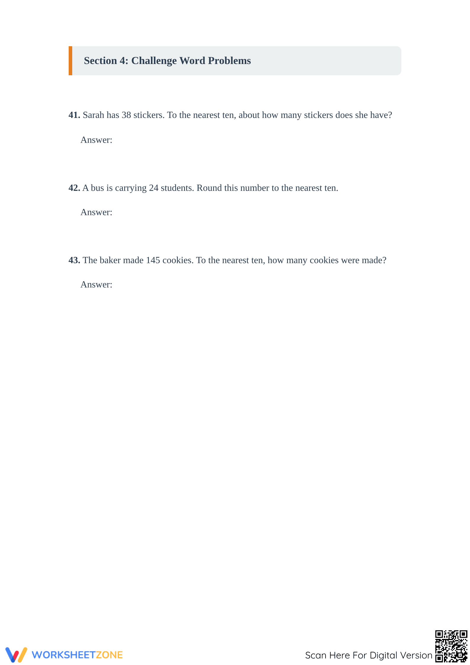 Printable Rounding to the Nearest Ten Worksheet | Grade 3 - Page 4