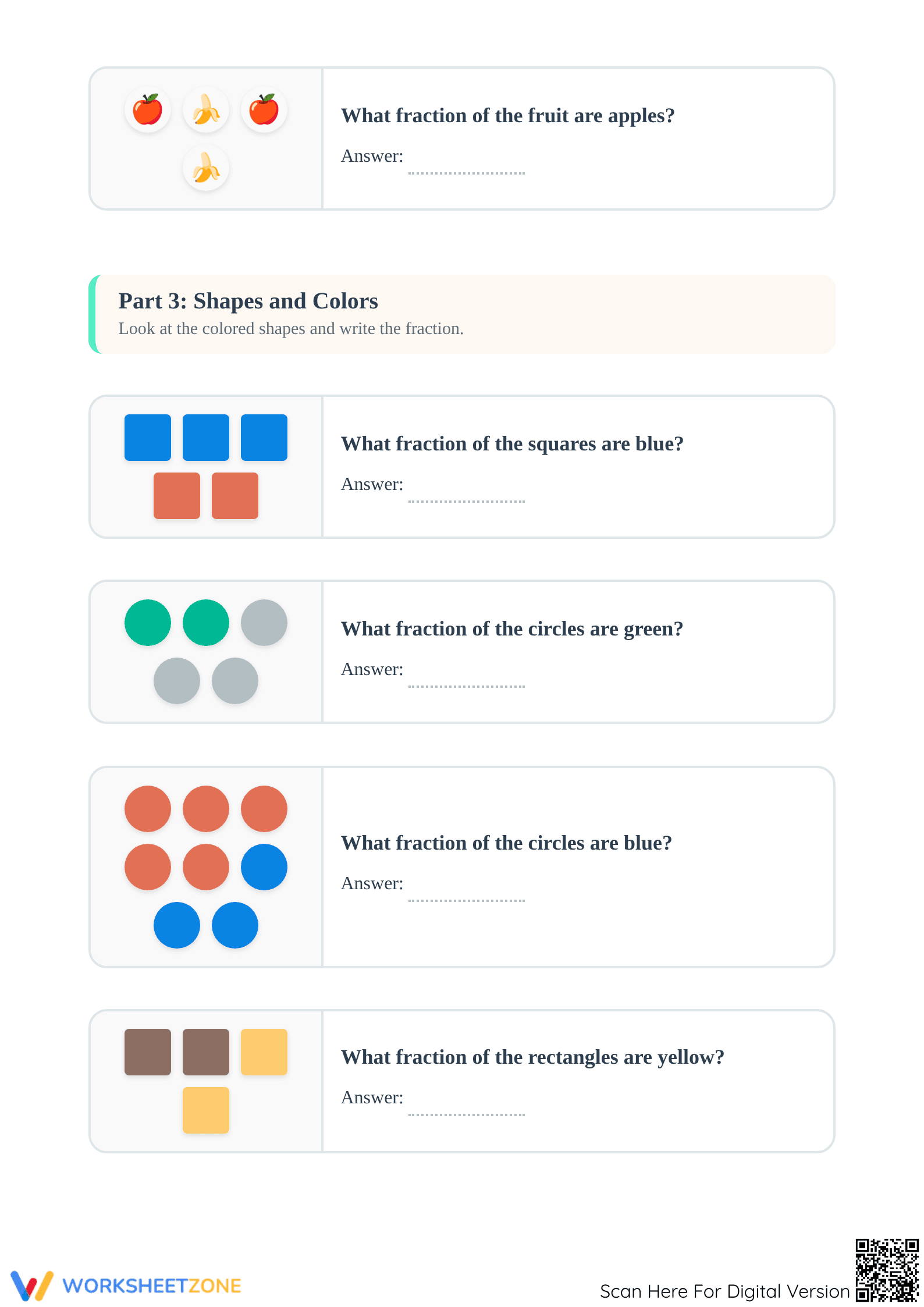 Printable Fractions of a Set Worksheet | Grade 3 Math - Page 3
