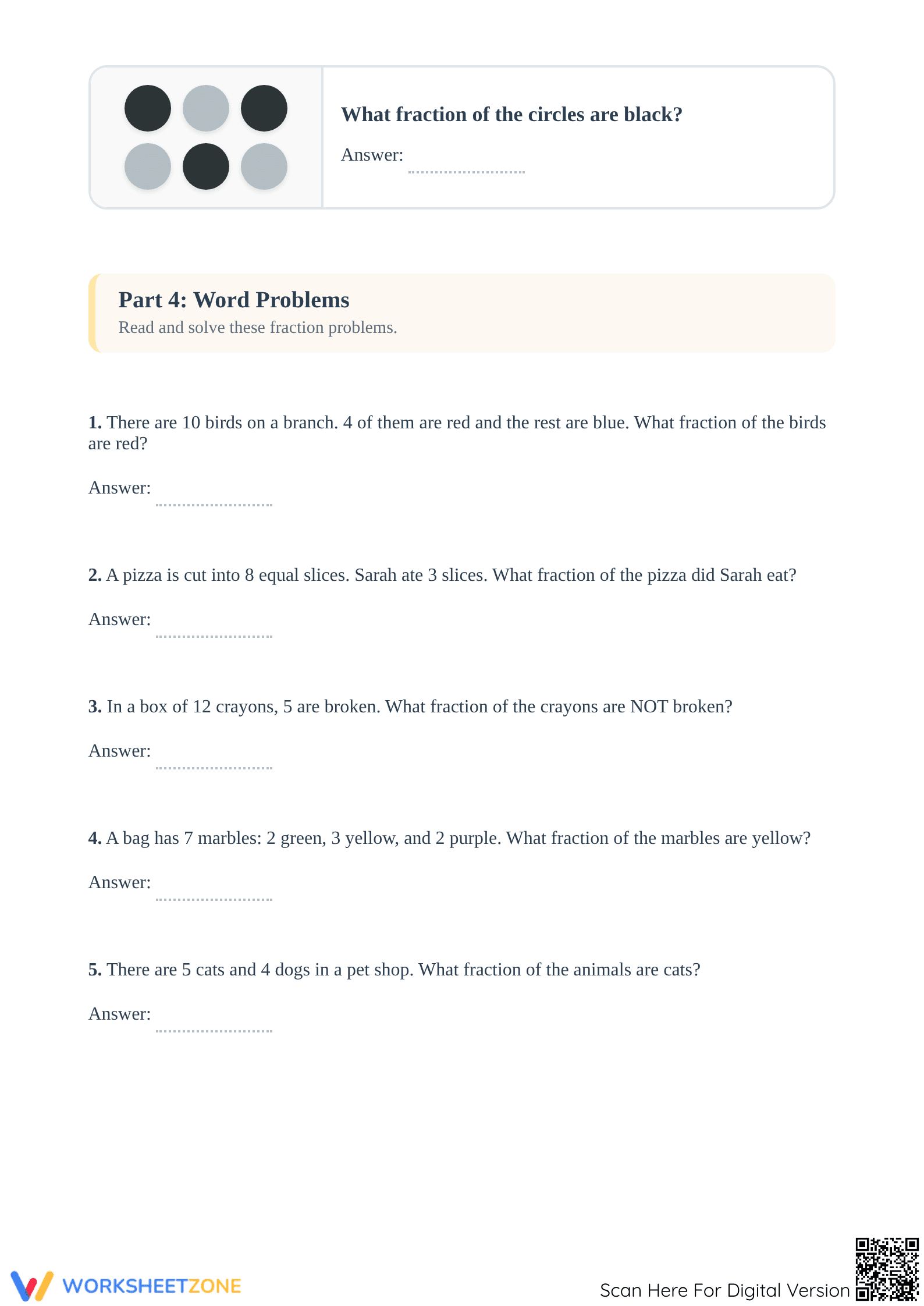 Printable Fractions of a Set Worksheet | Grade 3 Math - Page 4
