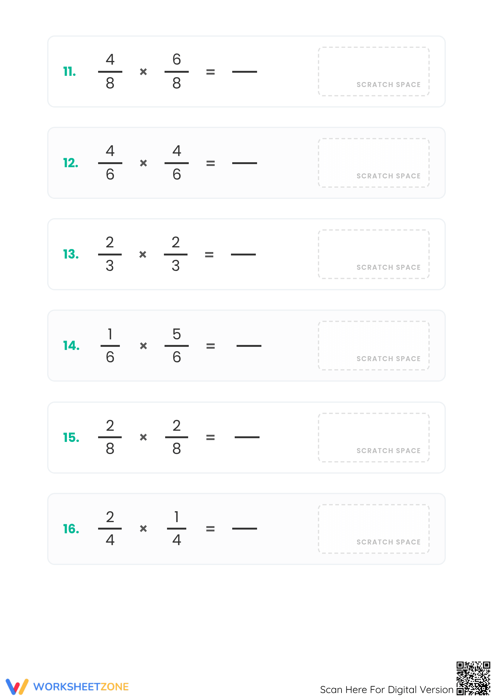 Grade 5 Multiplying Fractions — Printable No-Prep Worksheet - Page 3