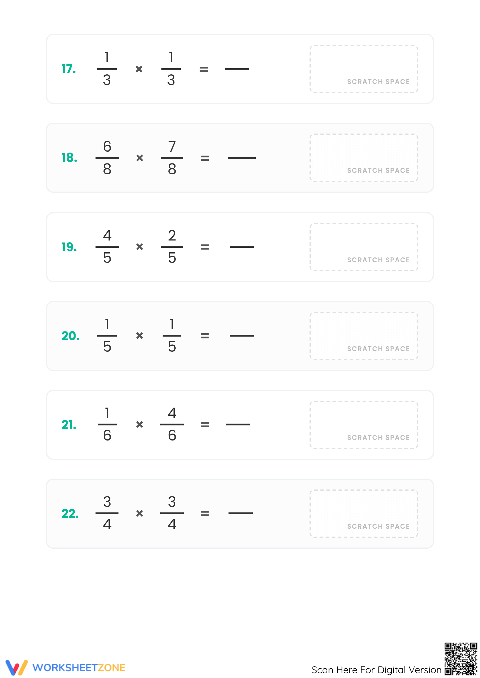 Grade 5 Multiplying Fractions — Printable No-Prep Worksheet - Page 4