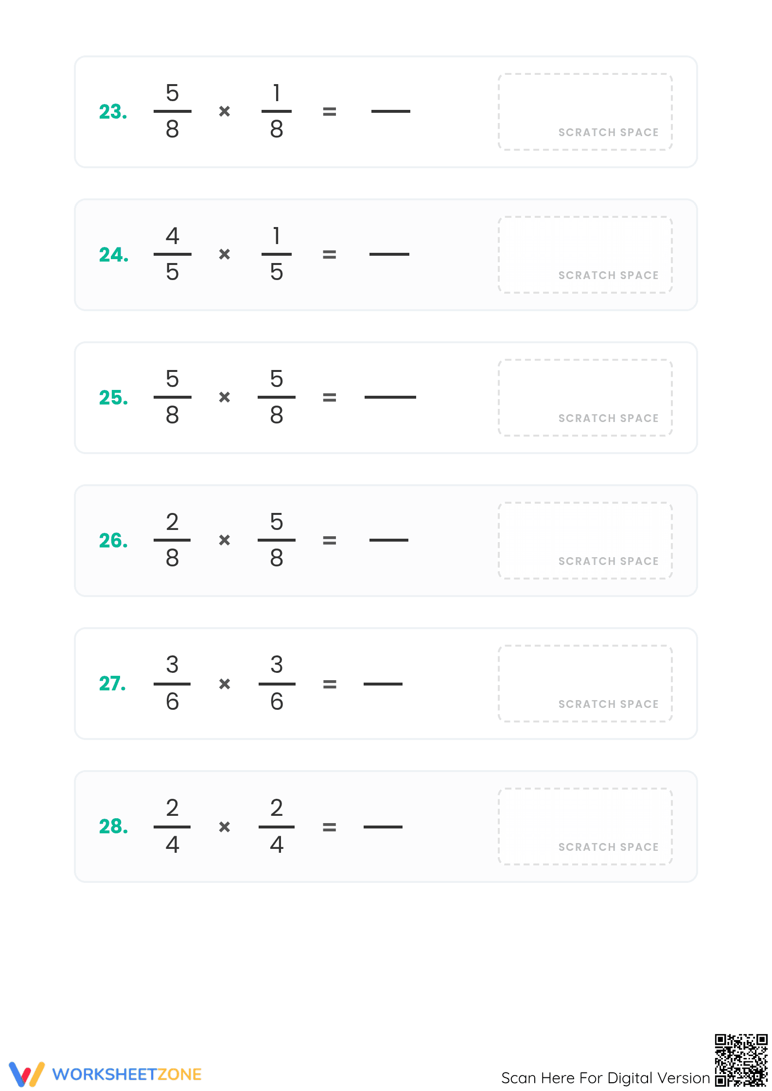Grade 5 Multiplying Fractions — Printable No-Prep Worksheet - Page 5
