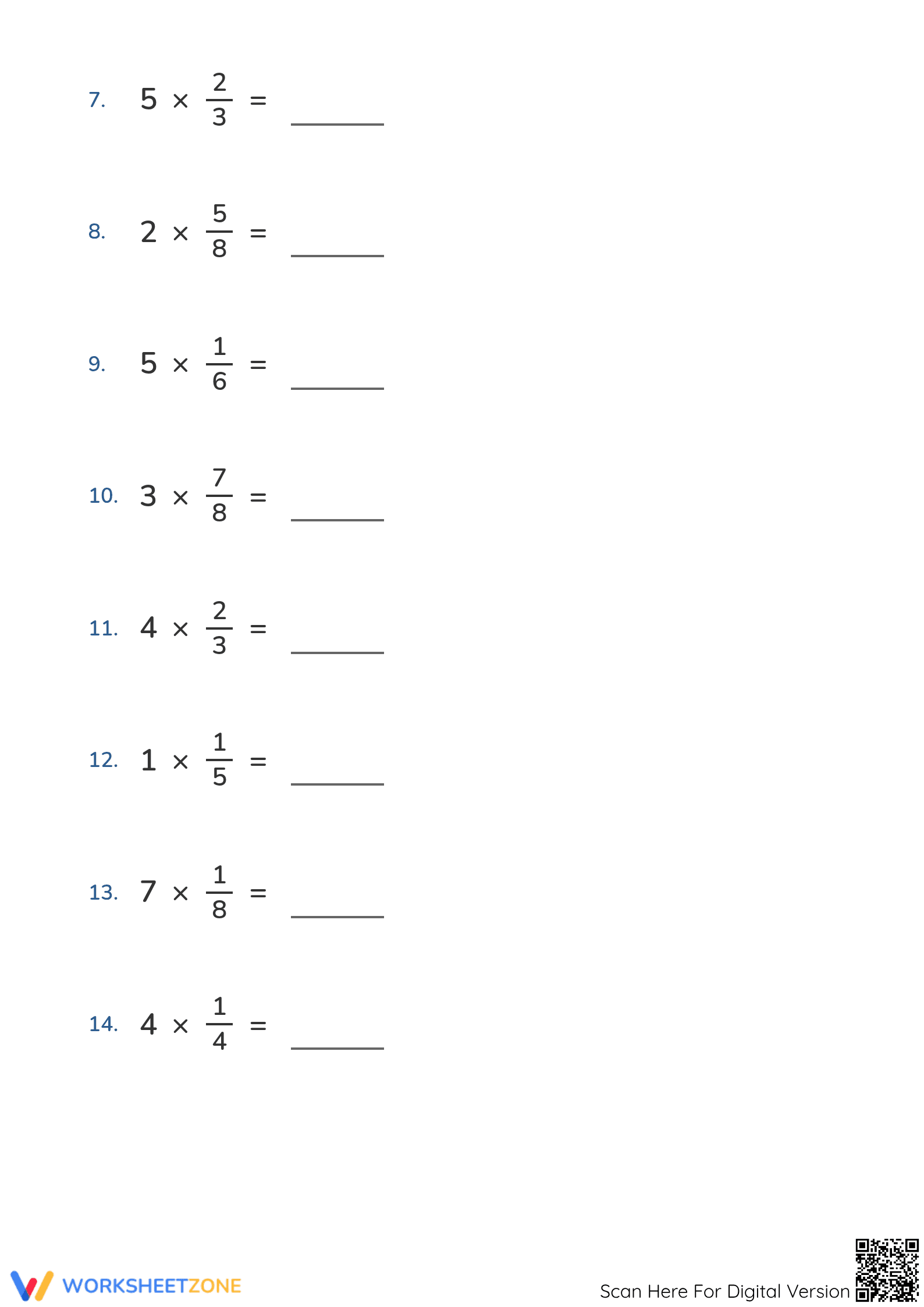 Grade 4 Multiply Fractions — Printable No-Prep Worksheet - Page 2
