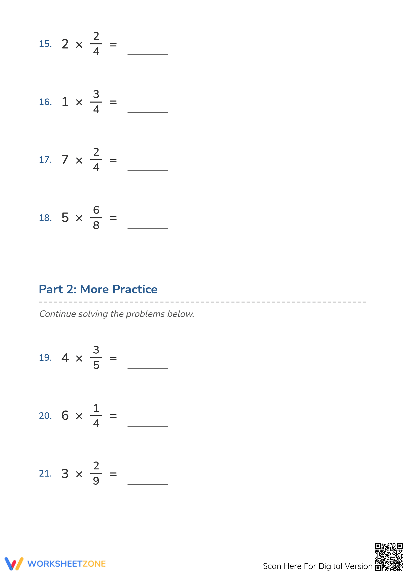 Grade 4 Multiply Fractions — Printable No-Prep Worksheet - Page 3