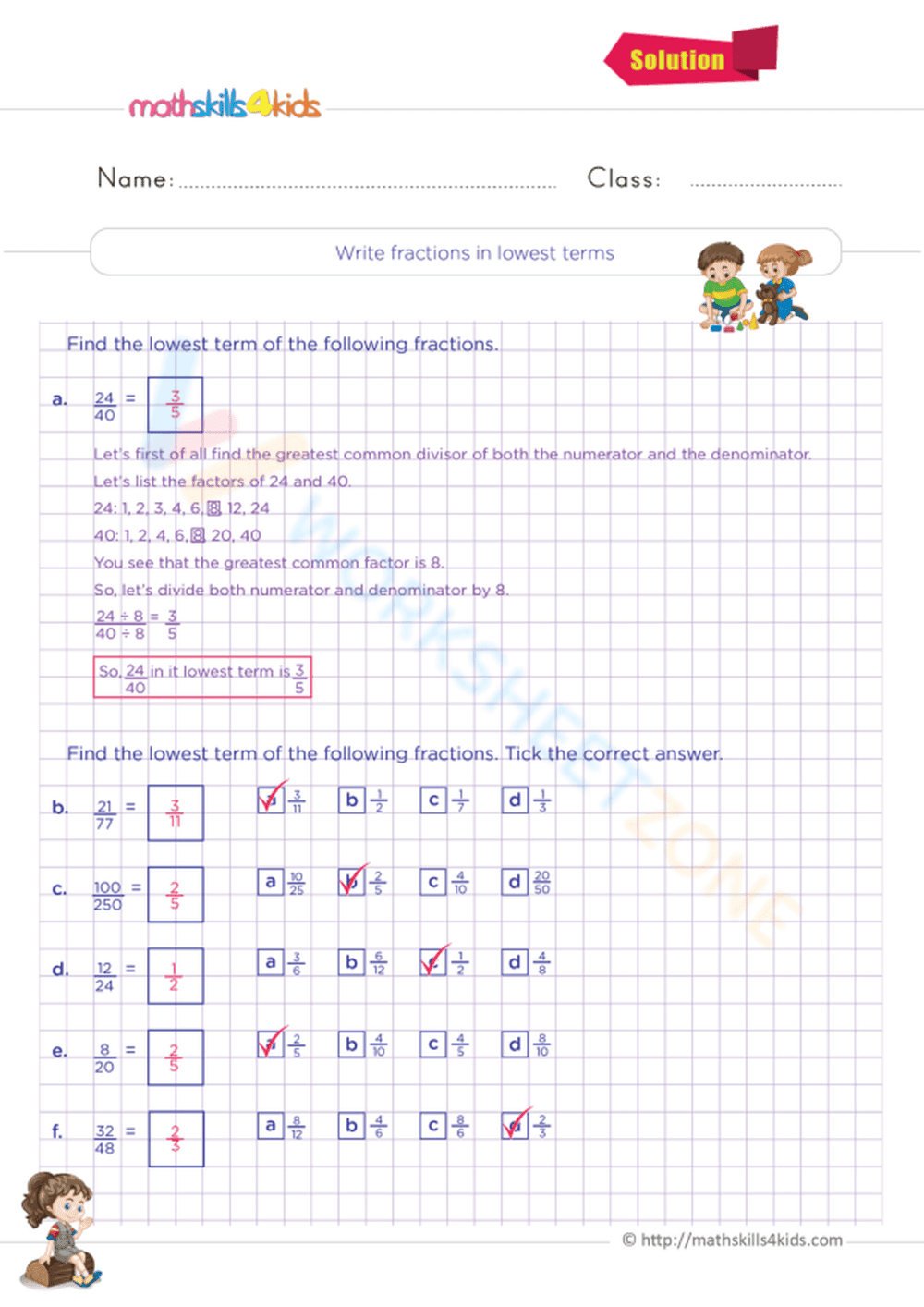 Write fractions in lowest terms - Page 2