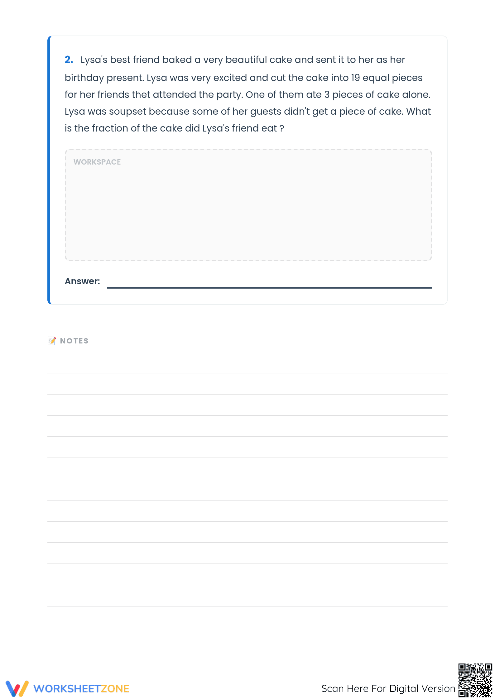 Printable Fraction Word Problems Worksheet | Grade 5 Math - Page 2