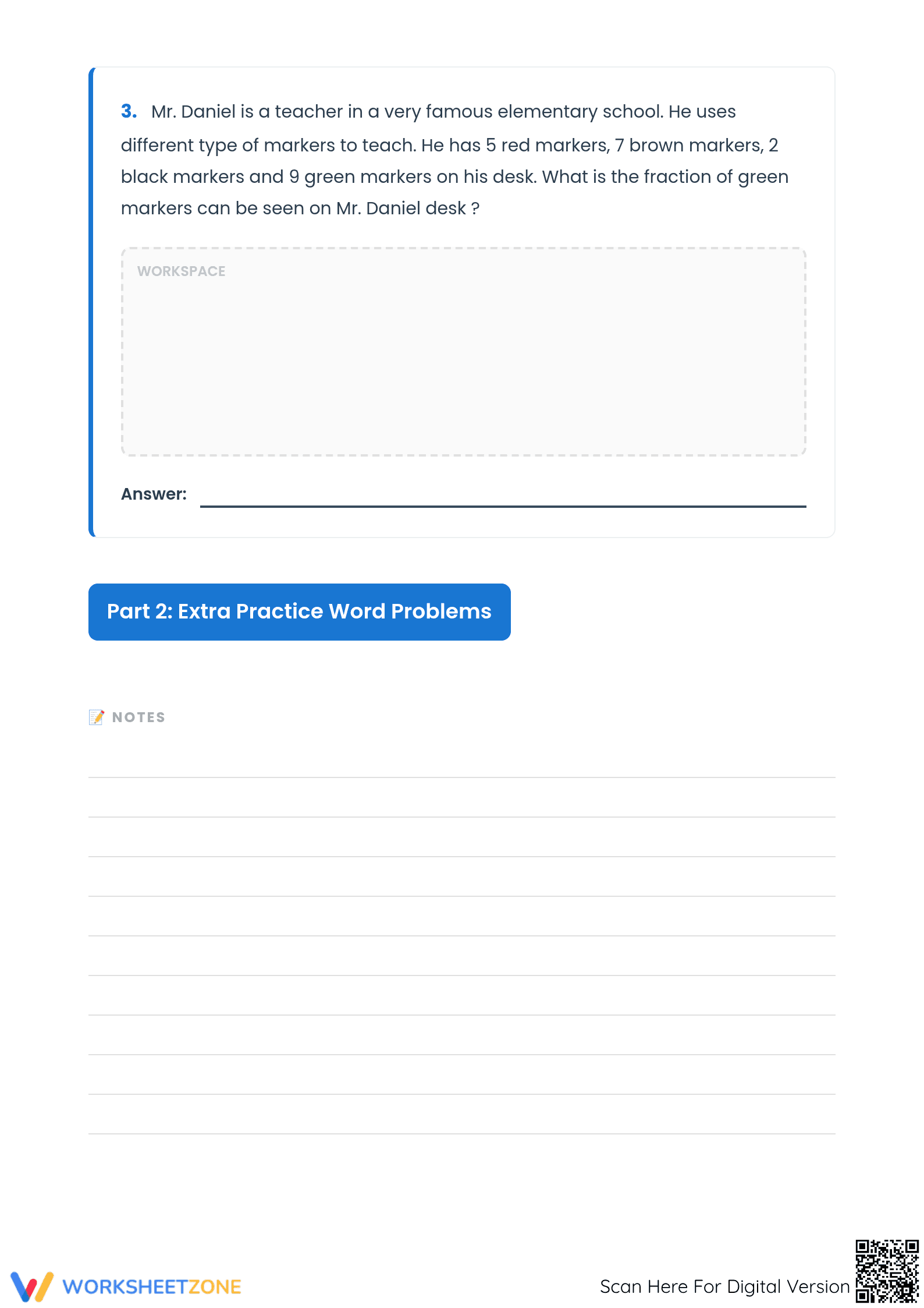 Printable Fraction Word Problems Worksheet | Grade 5 Math - Page 3