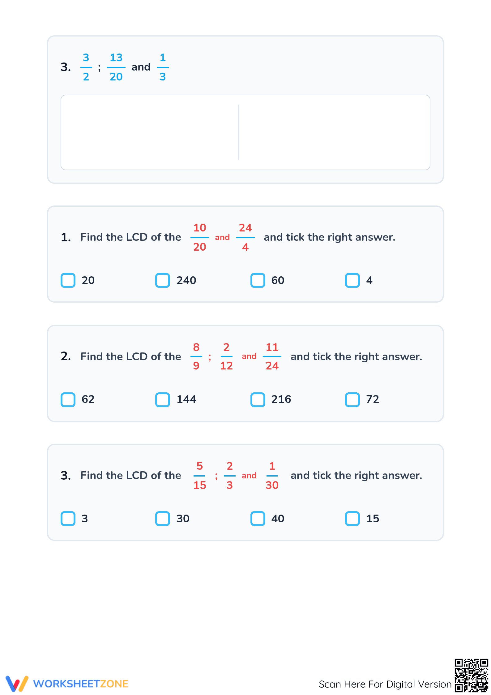 Printable Least Common Denominator Worksheet | Grade 5 Math - Page 2