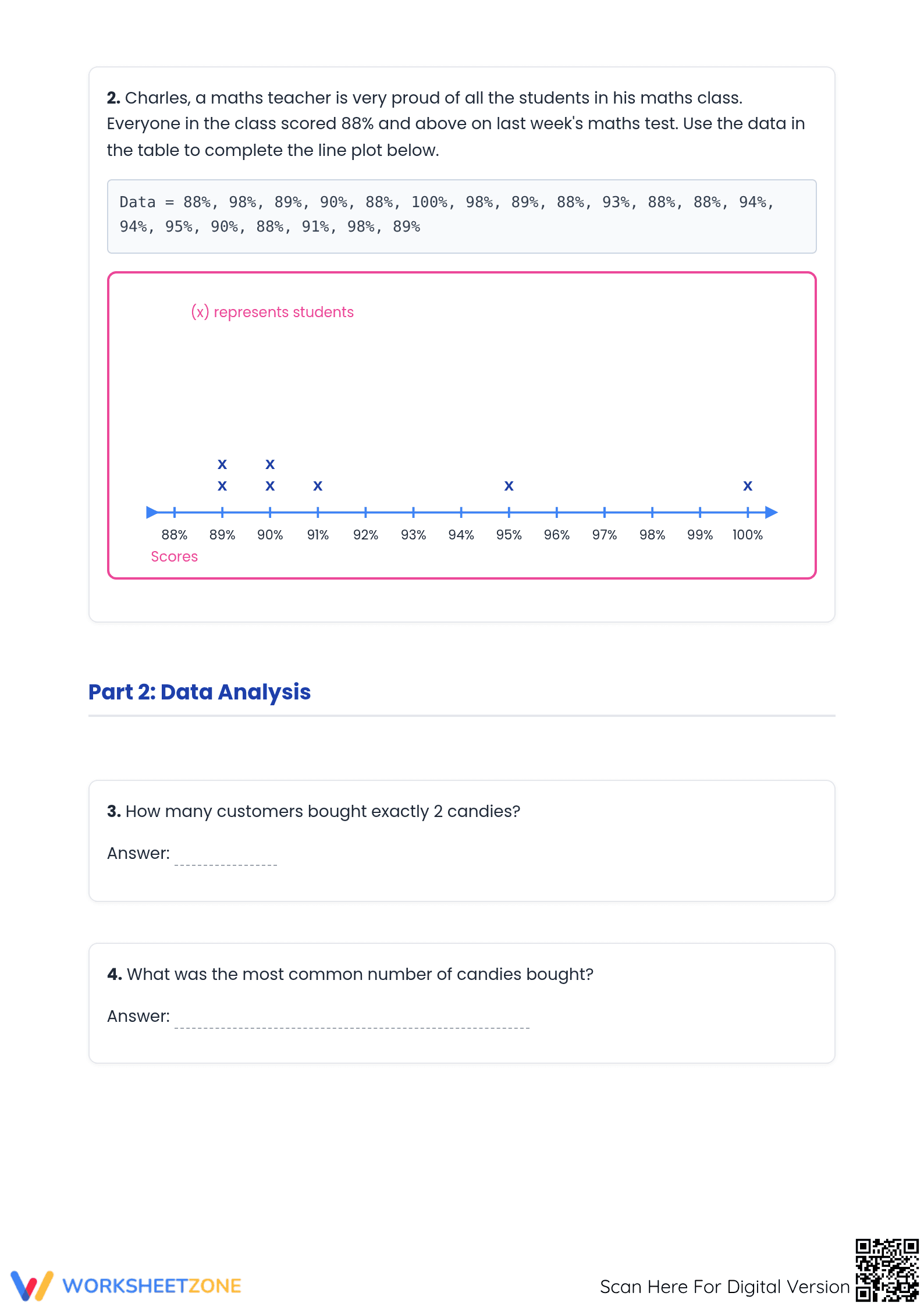 4.MD.B.4 Printable Worksheet: Line Plots — Grade 4 - Page 2