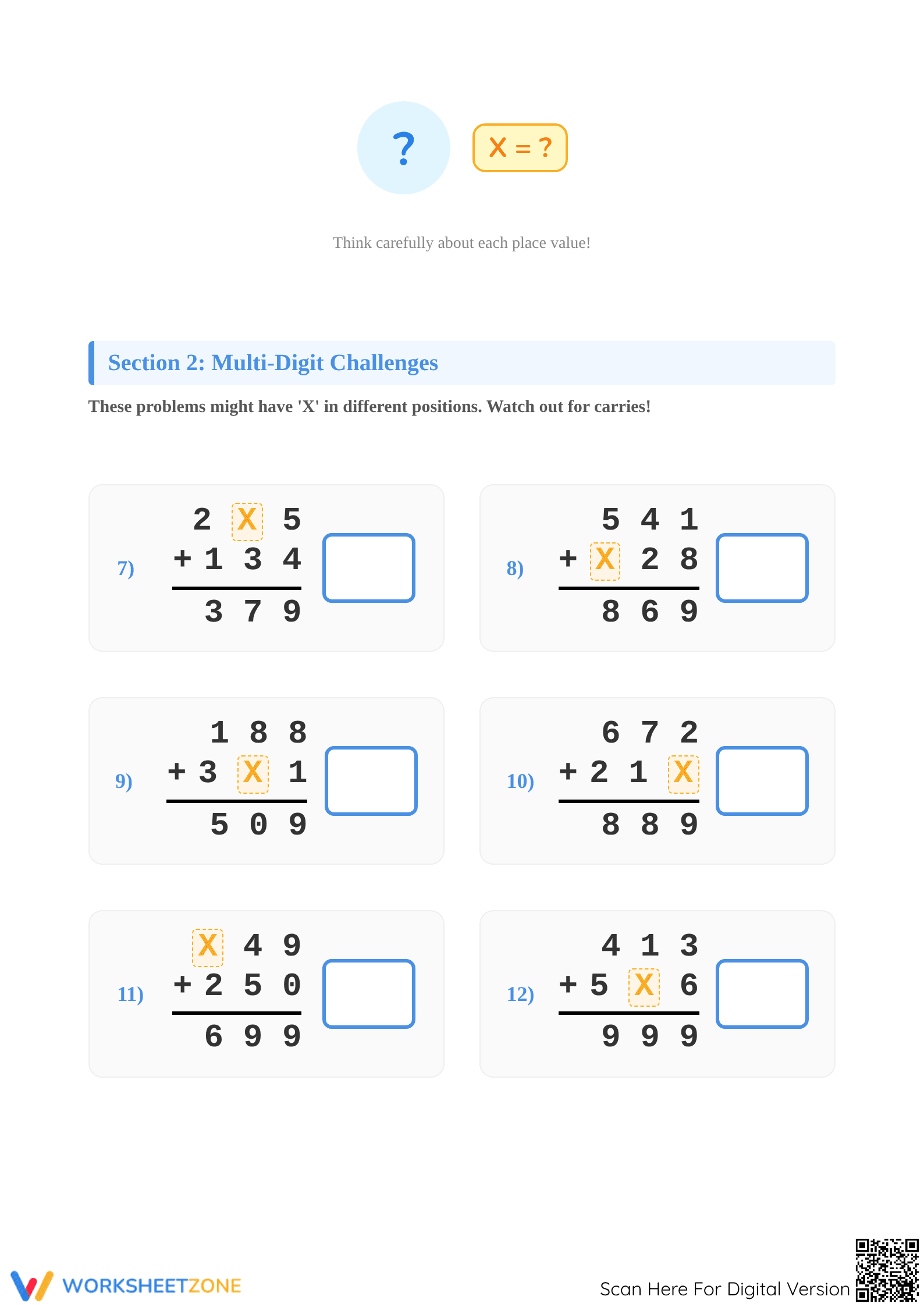 Printable Grade 2 Addition: Find the Missing Number Worksheet - Page 2