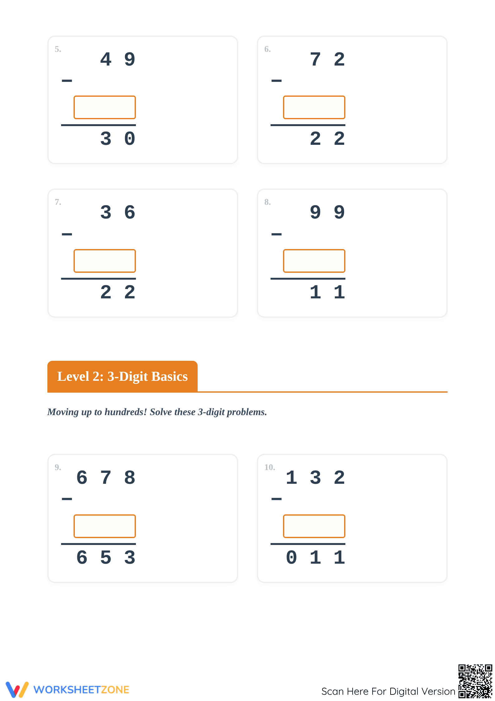 Printable Missing Number Subtraction Worksheet | Grade 2 - Page 2