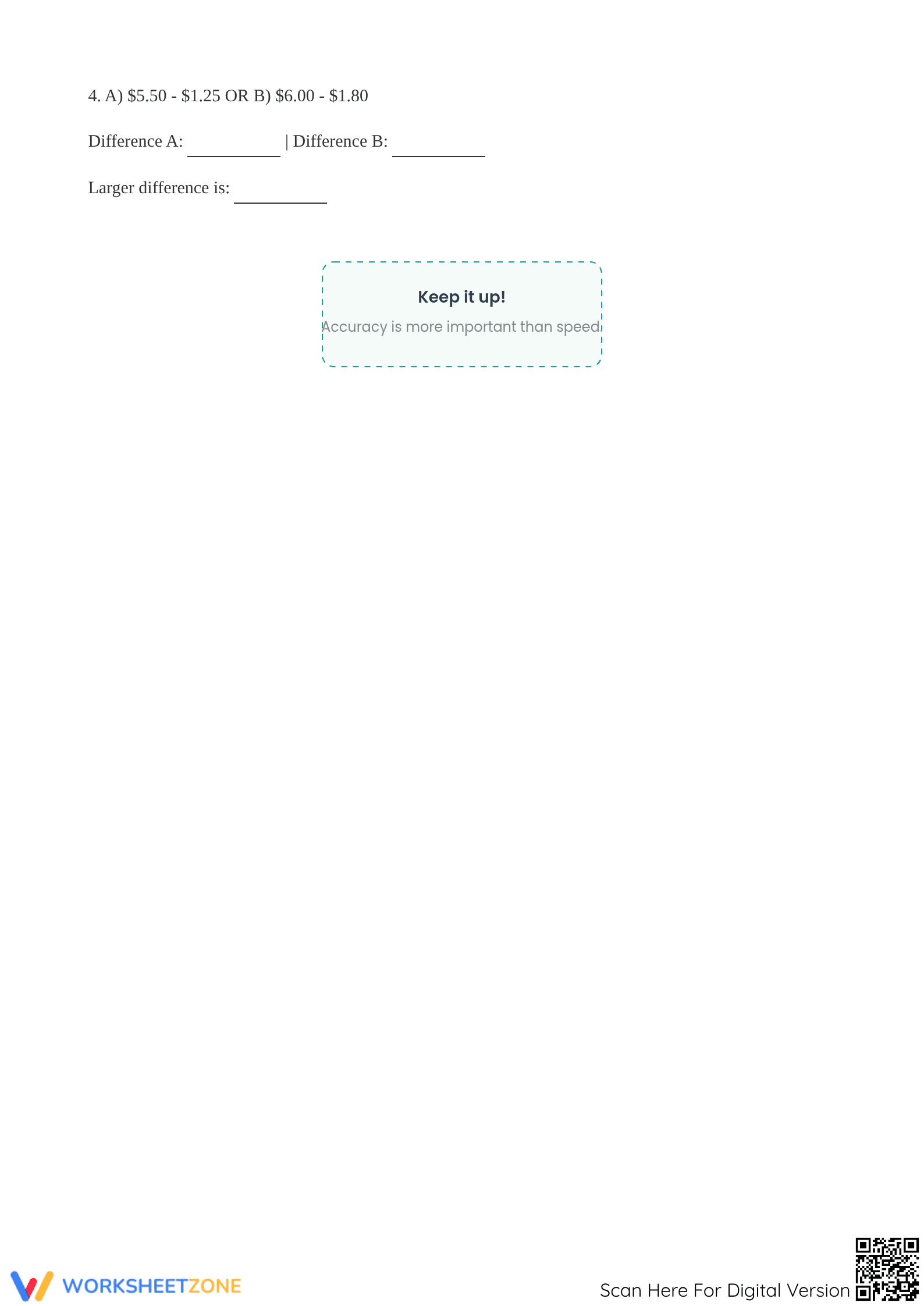 Printable Money Subtraction Worksheet | Grade 5 Math - Page 4