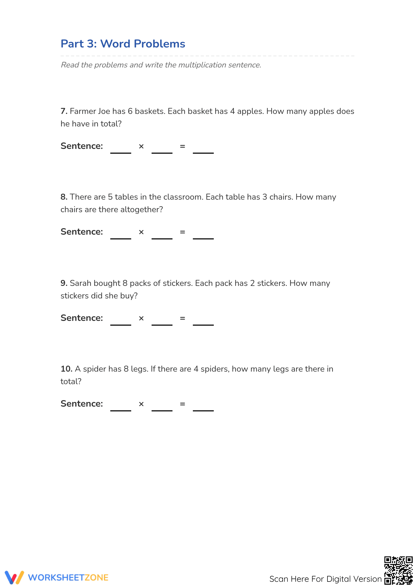 Grade 3 Multiplication — Printable No-Prep Worksheet - Page 3