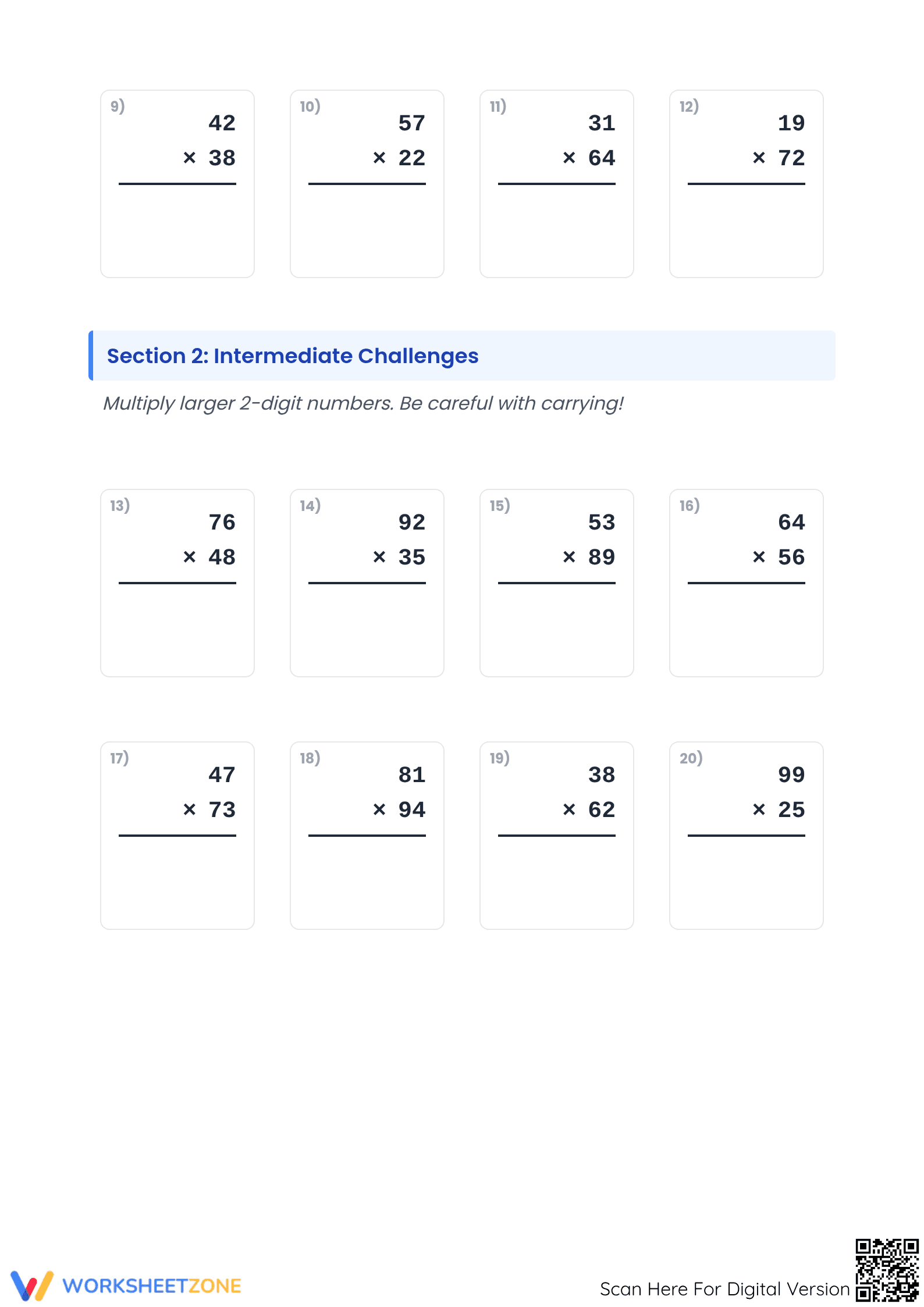 Essential 2-Digit Multiplication Worksheet | Grade 5 - Page 2