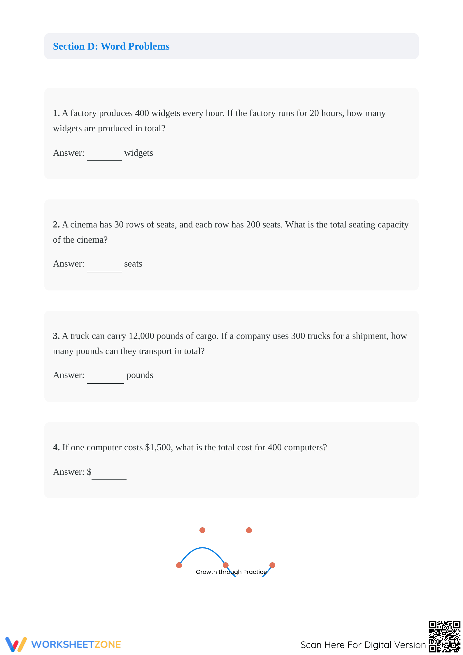 Grade 5 Multiplication — Printable No-Prep Worksheet - Page 3