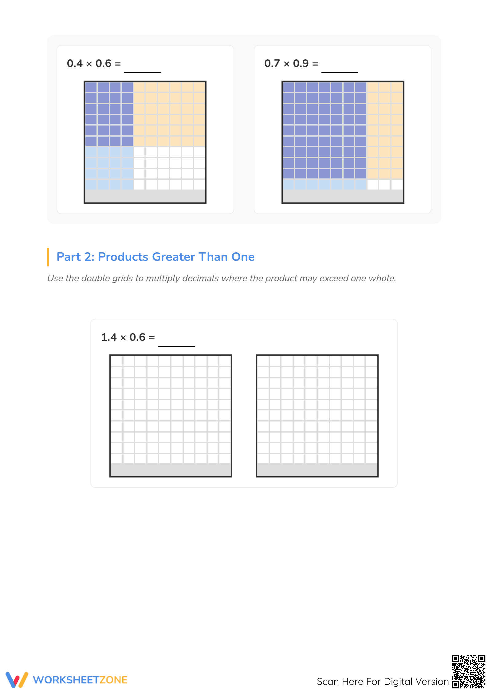 Multiply decimals using grids - Page 2