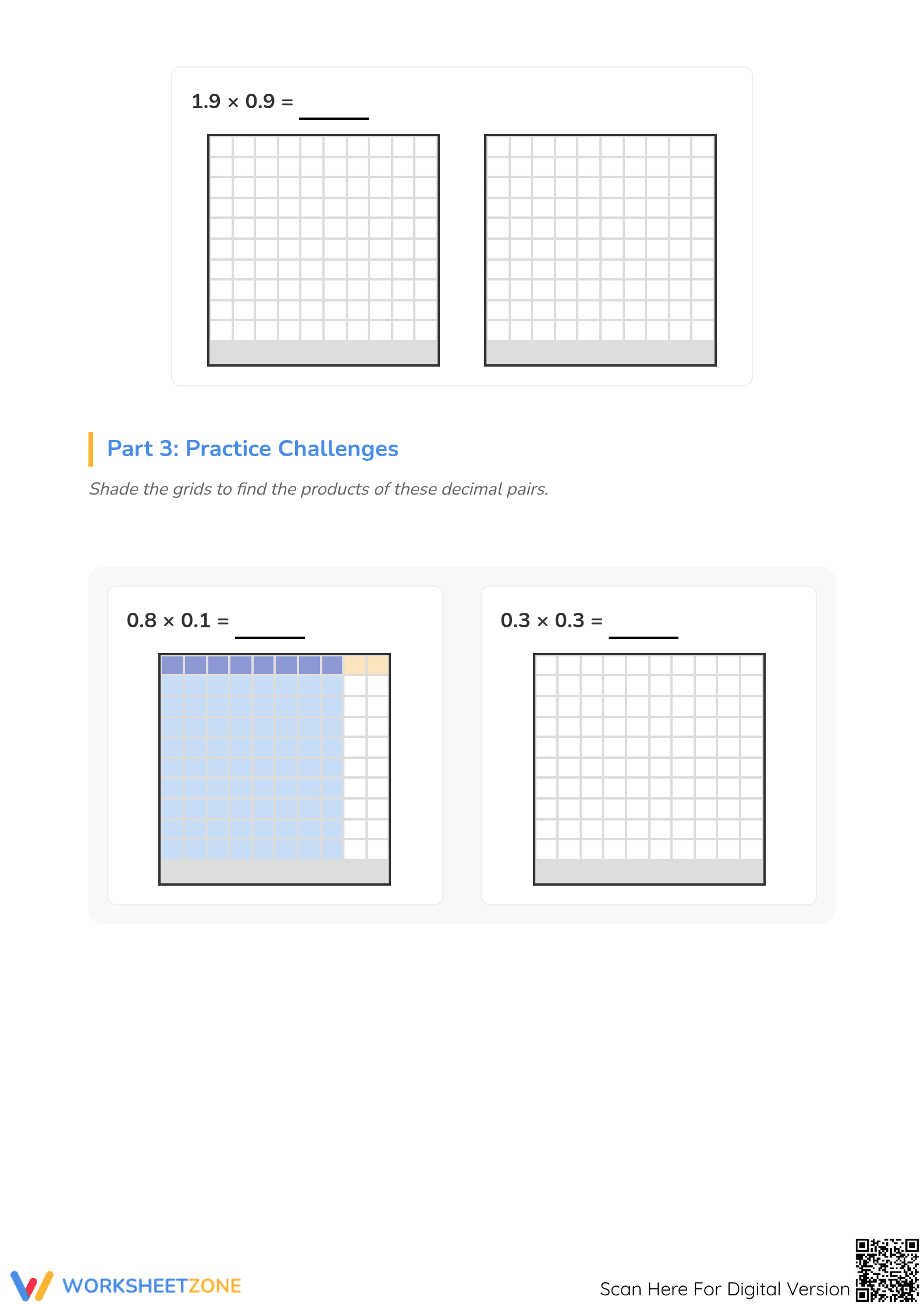 Multiply decimals using grids - Page 3