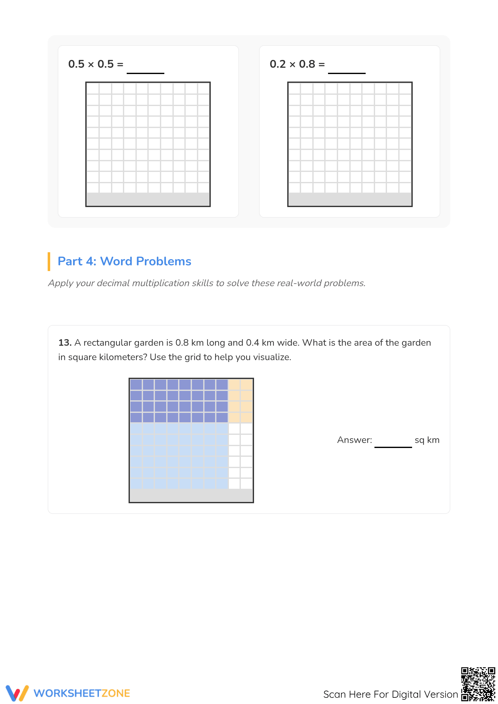 Multiply decimals using grids - Page 4