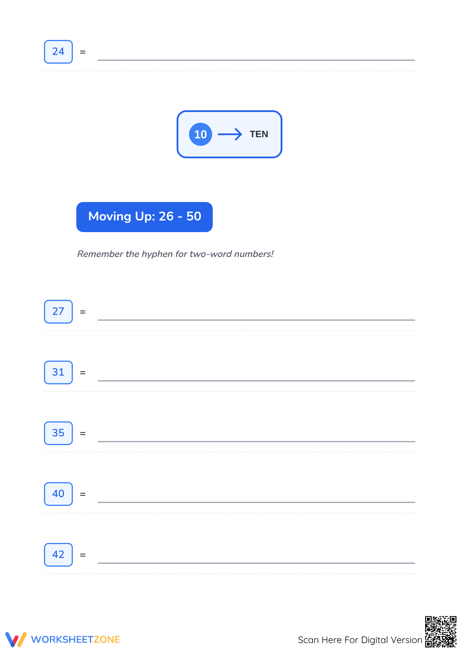 Printable Number Names Worksheet | Grade 2 Math - Page 2