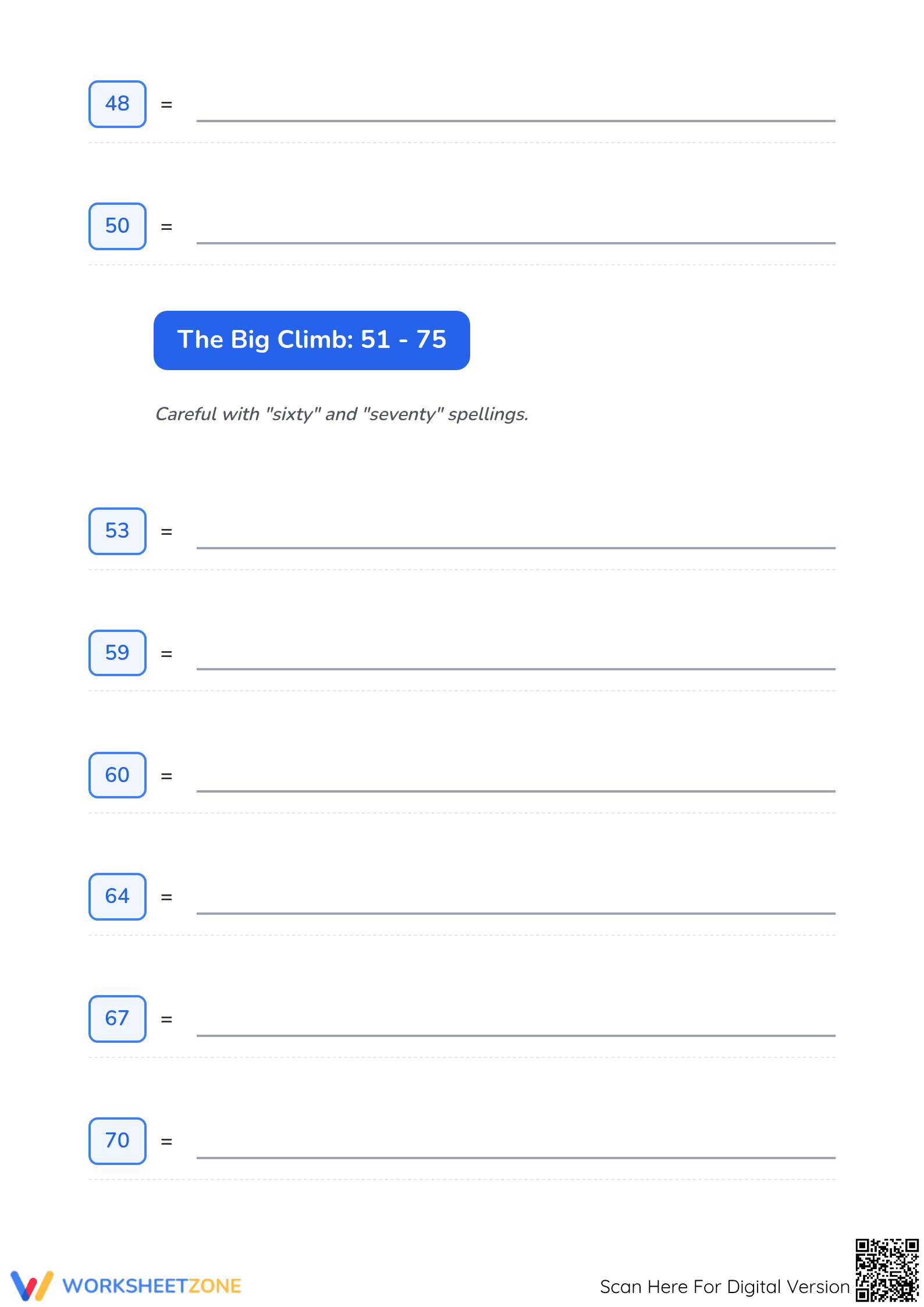 Printable Number Names Worksheet | Grade 2 Math - Page 3