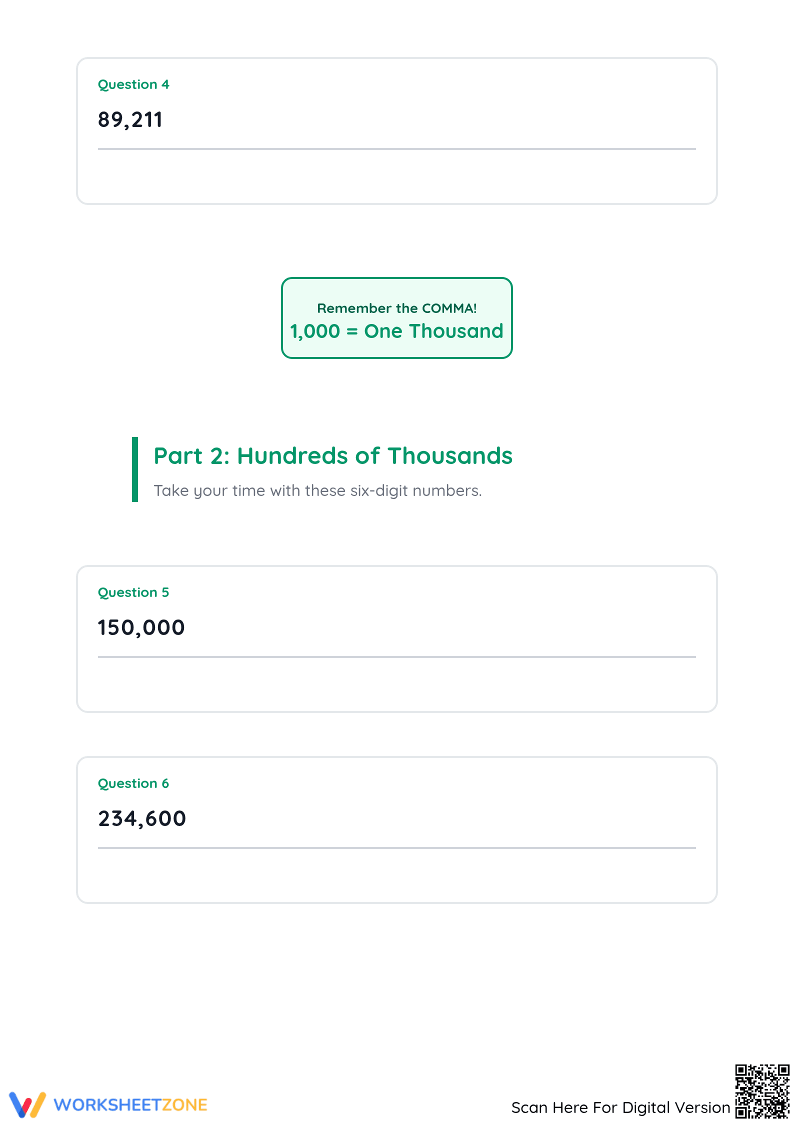 Grade 3 Numbers to a Million — Printable No-Prep Worksheet - Page 2