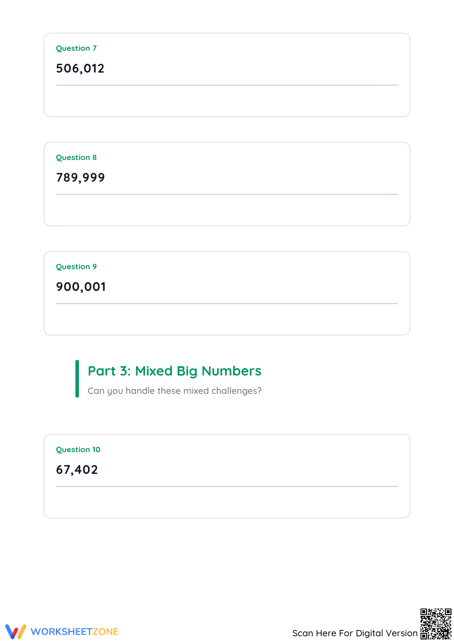 Grade 3 Numbers to a Million — Printable No-Prep Worksheet - Page 3