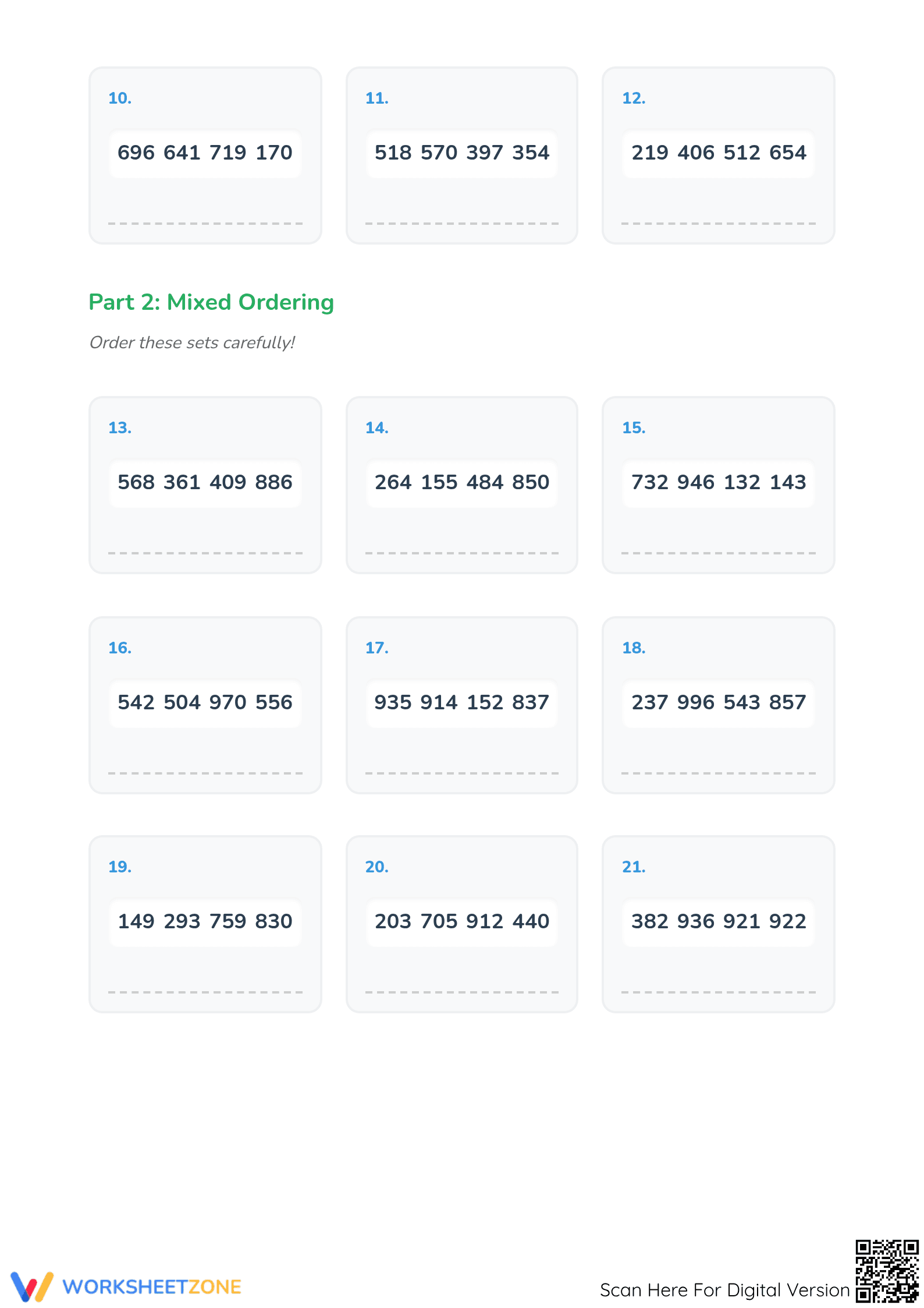 Grade 1 Ordering Numbers — Printable No-Prep Worksheet - Page 2