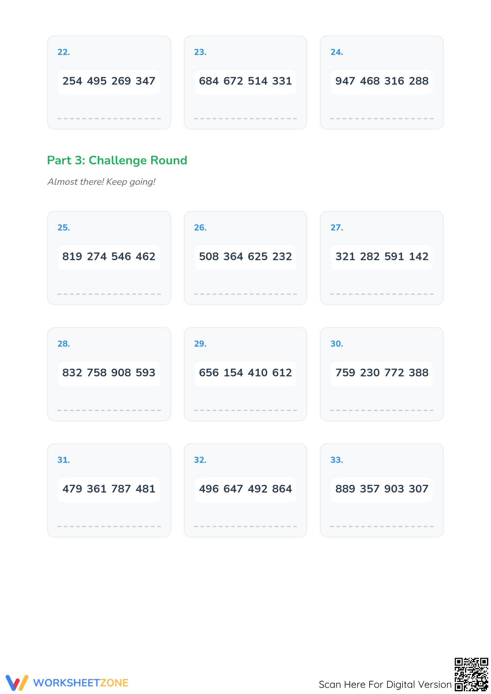 Grade 1 Ordering Numbers — Printable No-Prep Worksheet - Page 3