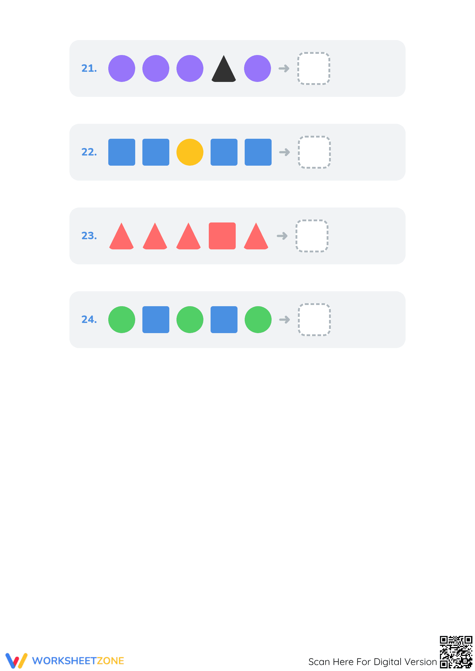 Grade K Patterns — Printable No-Prep Worksheet - Page 5