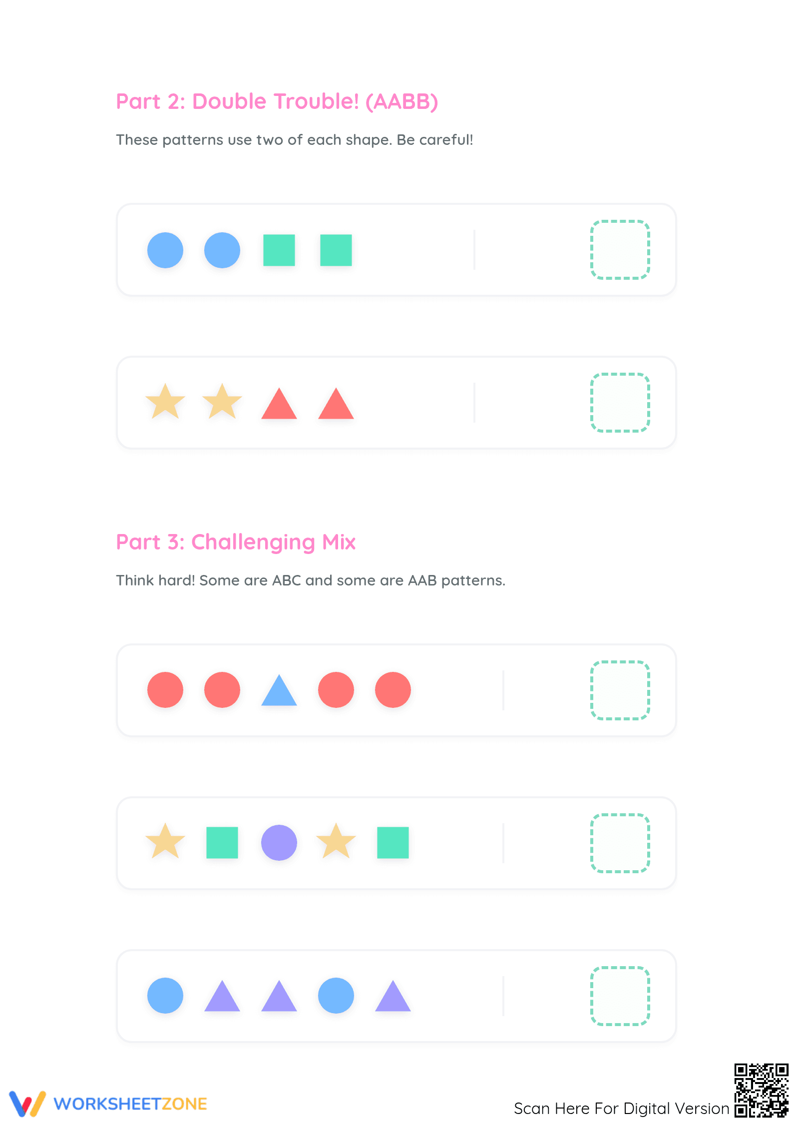 Grade 1 Shape Patterns — Printable No-Prep Worksheet - Page 2