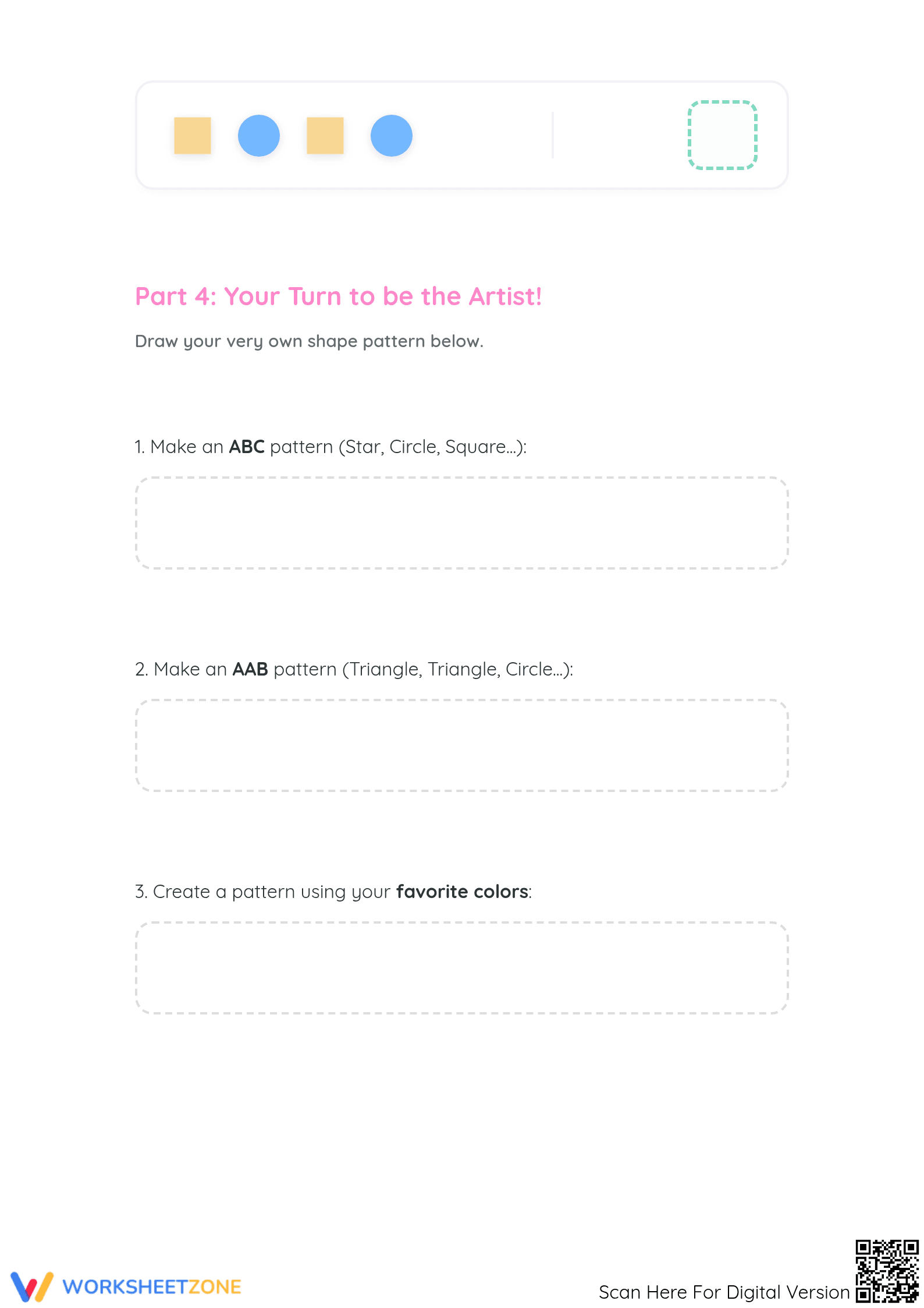 Grade 1 Shape Patterns — Printable No-Prep Worksheet - Page 3
