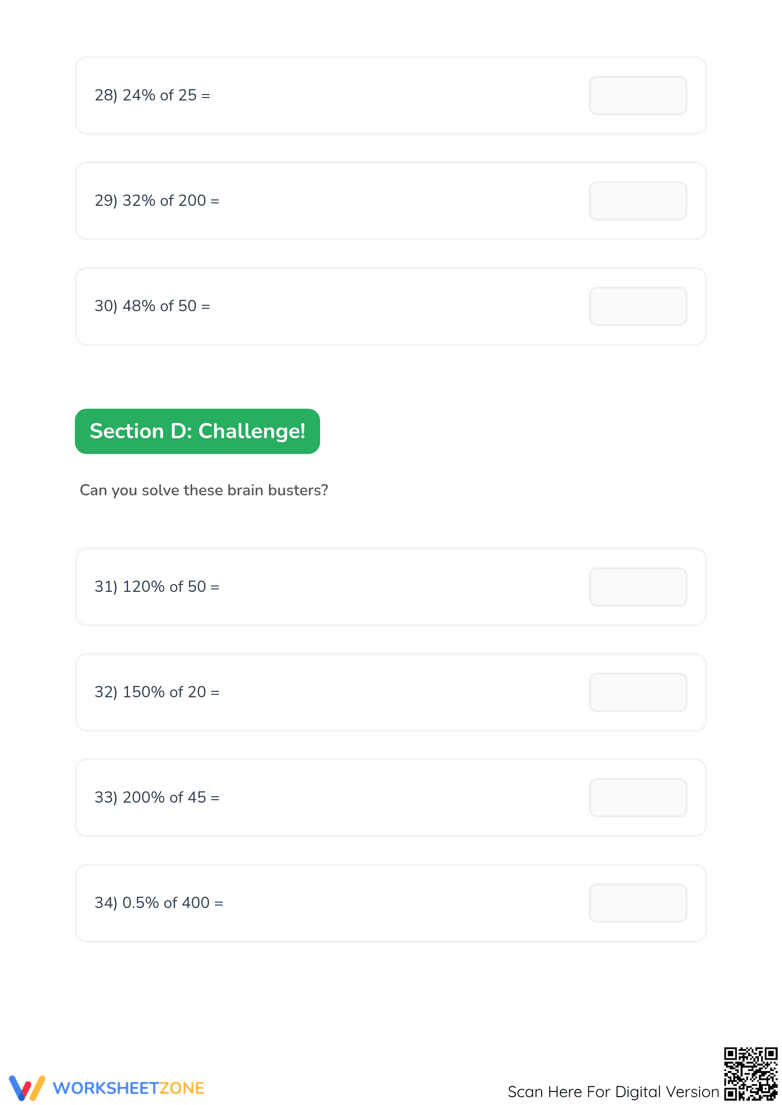 Printable Percentage Worksheet | Grade 5 Math - Page 5