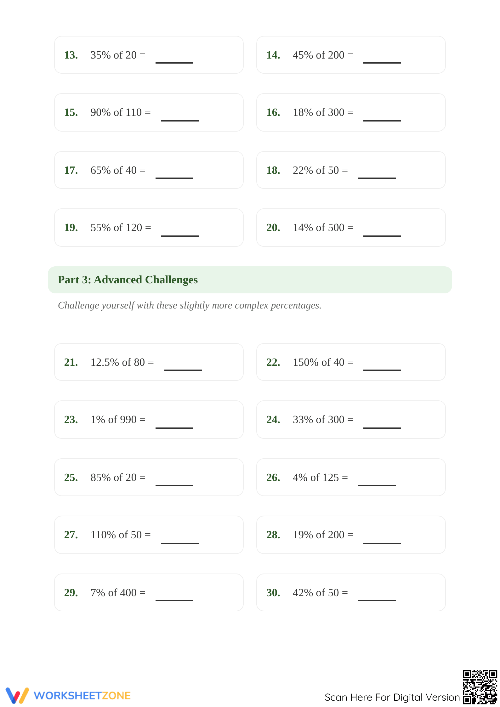 Grade 5 Percents — Printable No-Prep Worksheet - Page 2