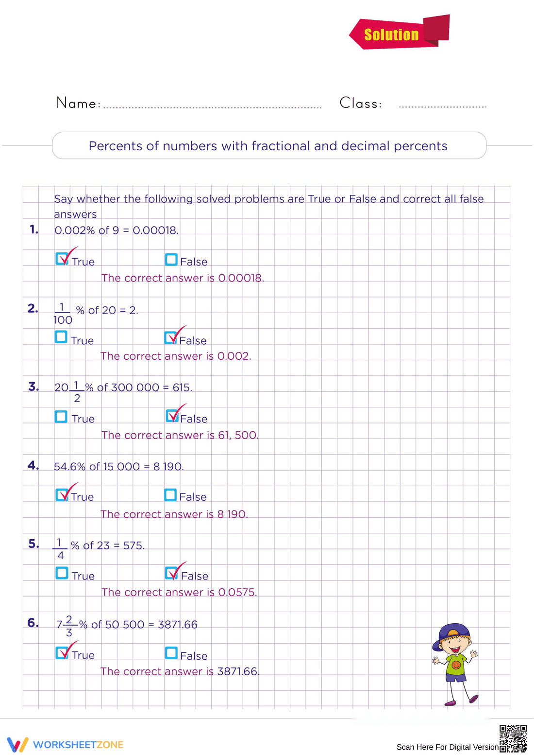 Calculate Percents of Numbers with Fractions Worksheet - Page 2