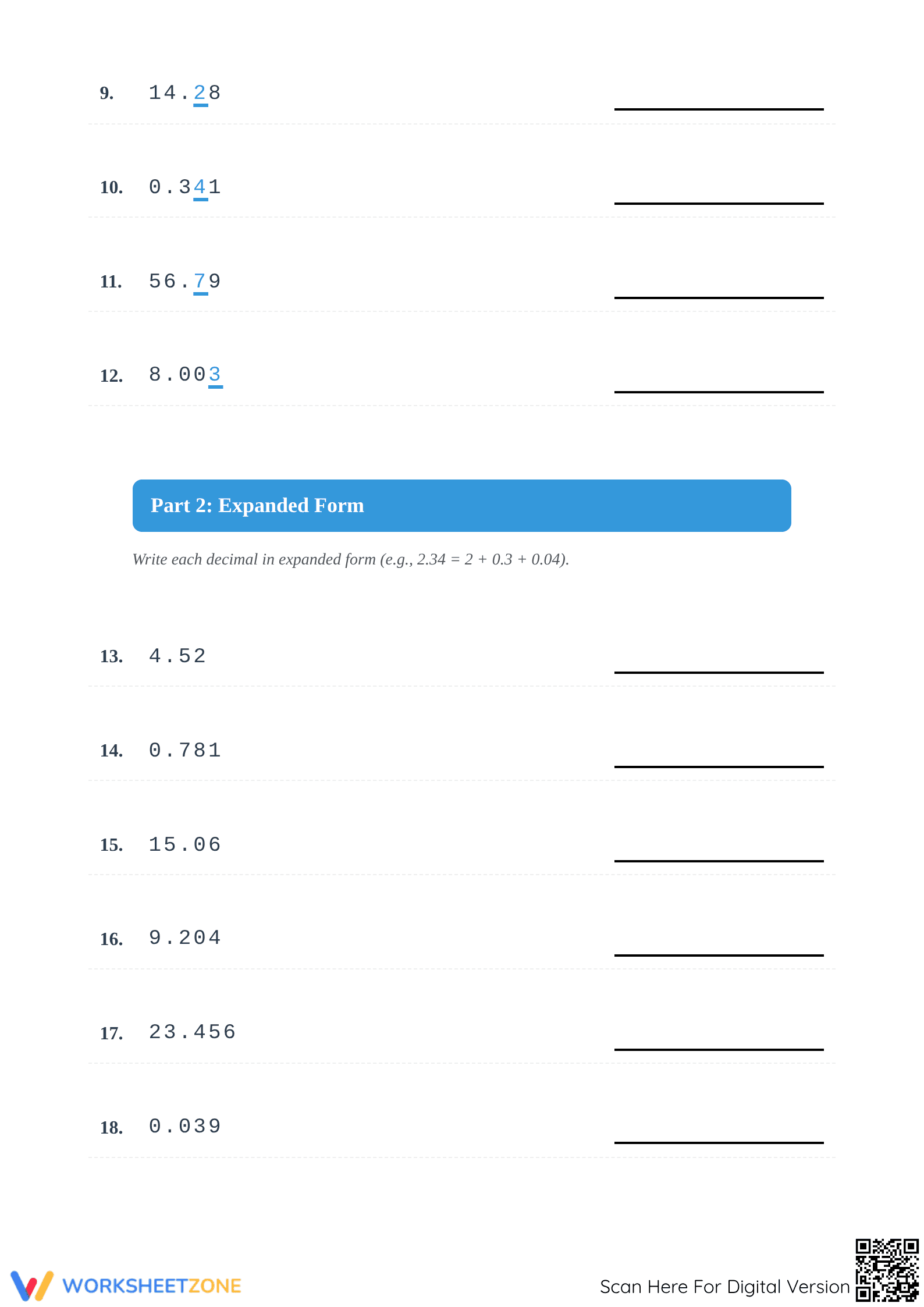 Printable Decimal Place Value Worksheet | Grade 5 Math - Page 2
