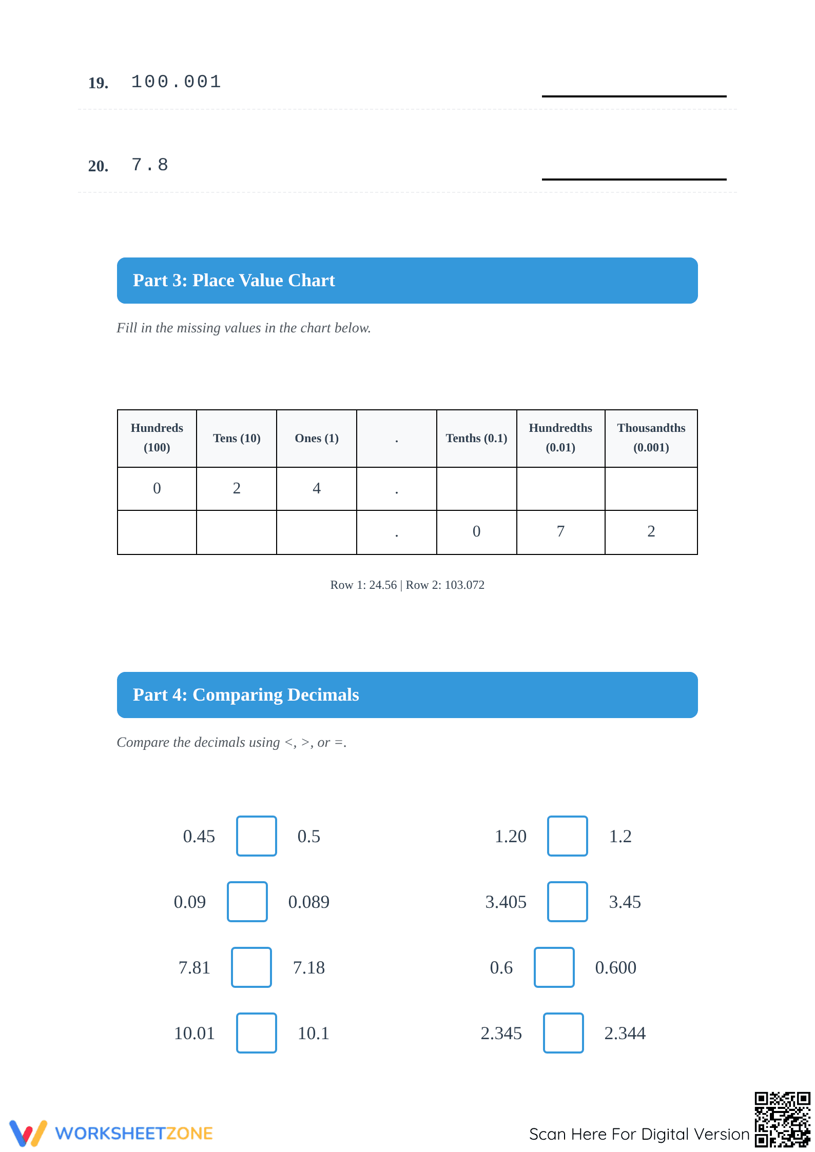 Printable Decimal Place Value Worksheet | Grade 5 Math - Page 3