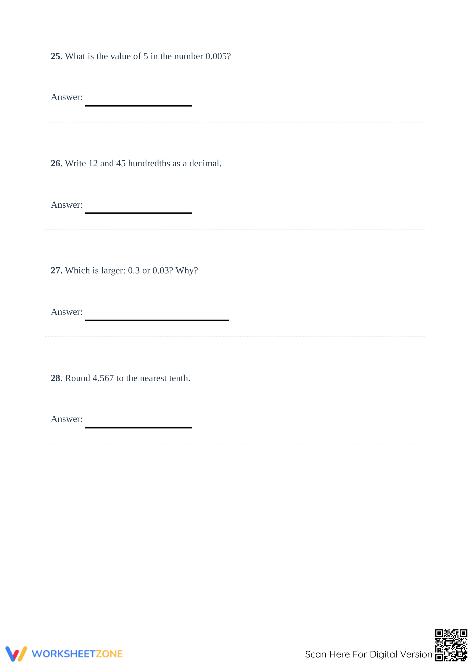Printable Decimal Place Value Worksheet | Grade 5 Math - Page 5
