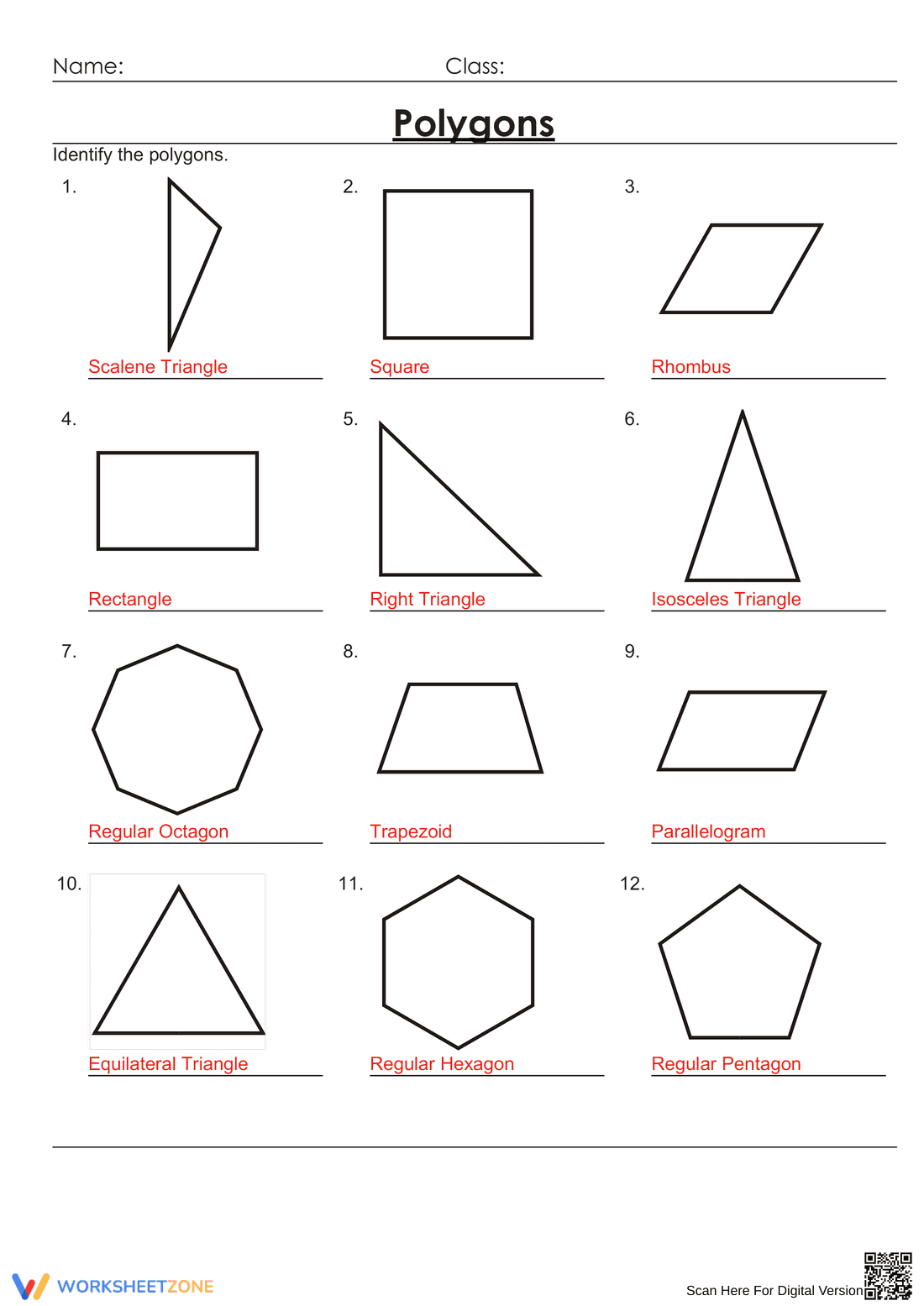 Identify Polygons Worksheet for Geometry Basics - Page 2