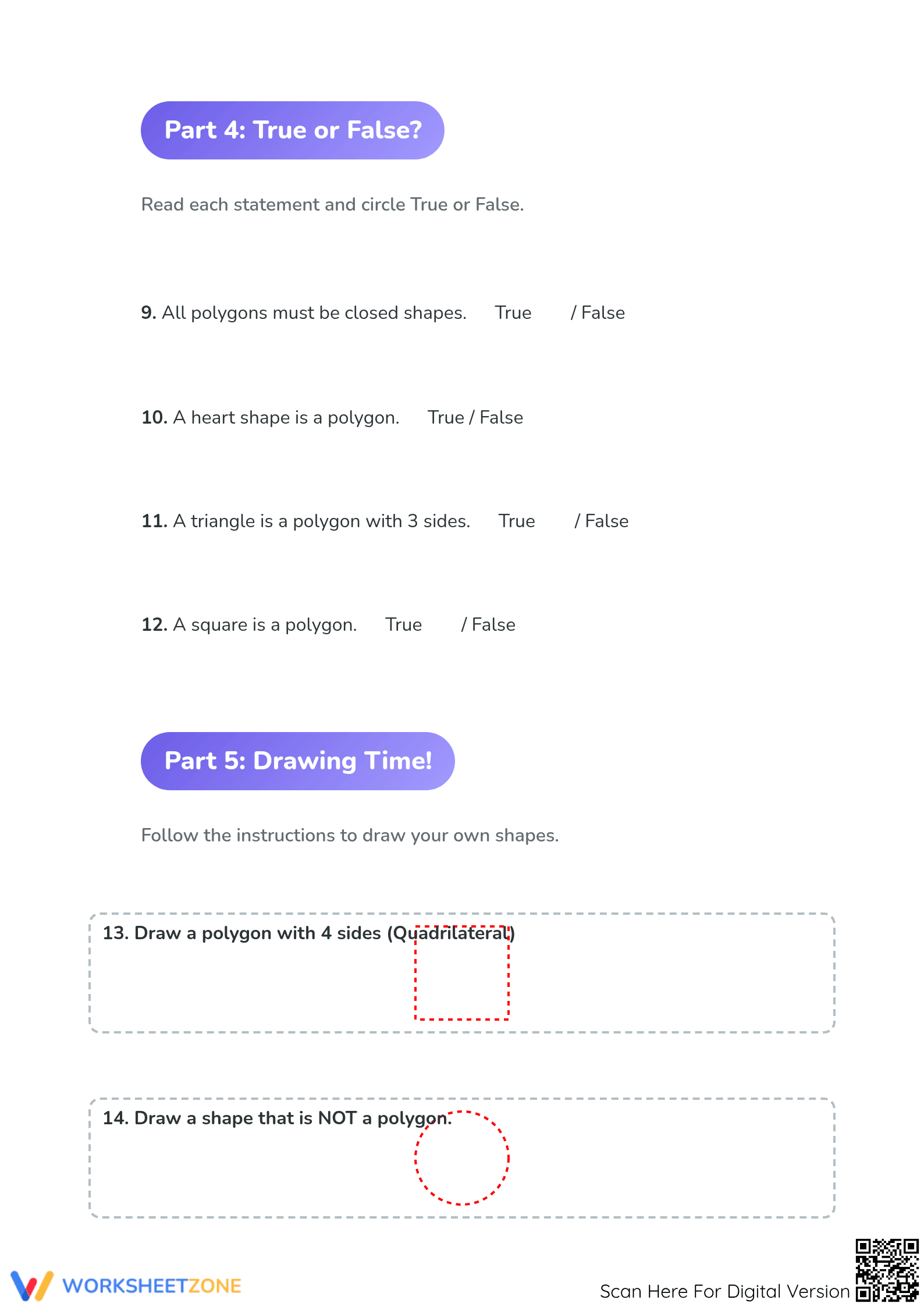 Grade 2 Polygons — Printable No-Prep Worksheet - Page 3
