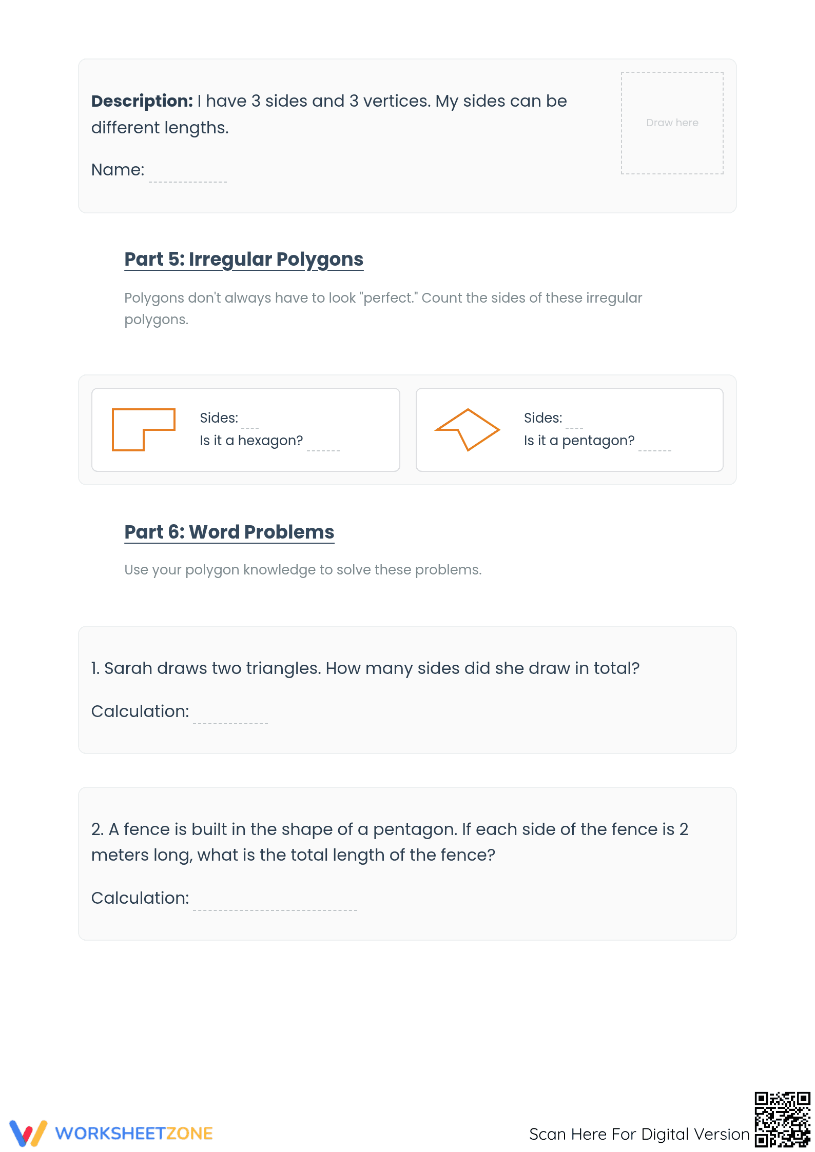 Grade 2 Polygons — Printable No-Prep Worksheet - Page 3