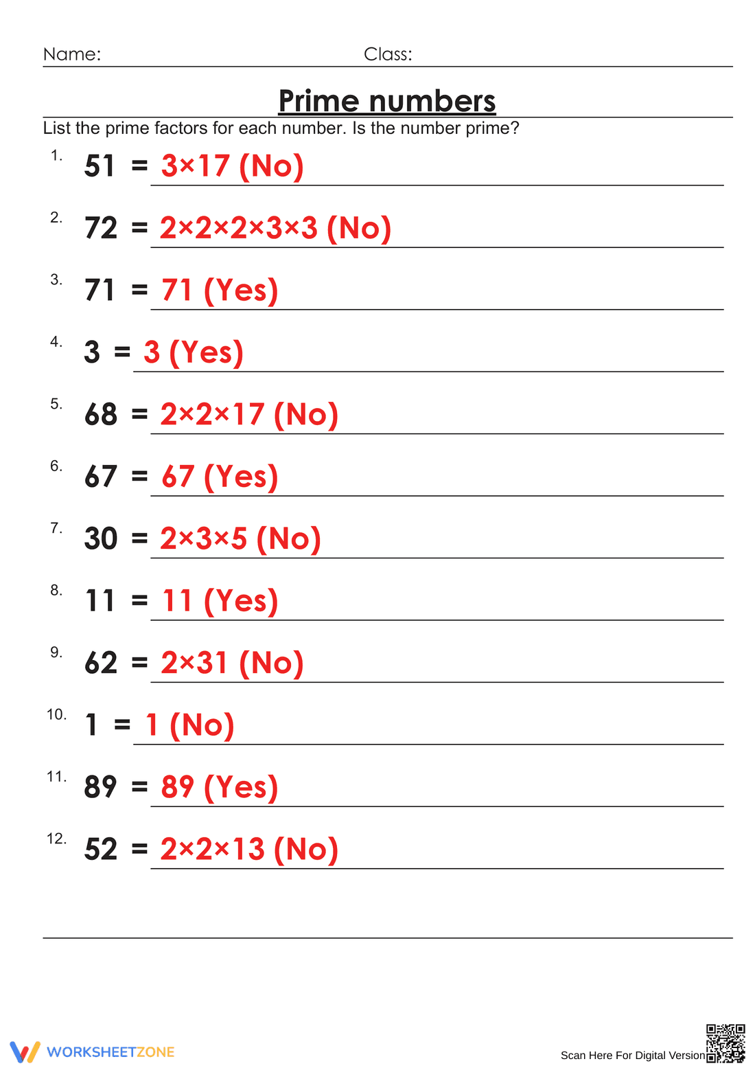 Explore Prime Numbers Worksheet for Math Students - Page 2