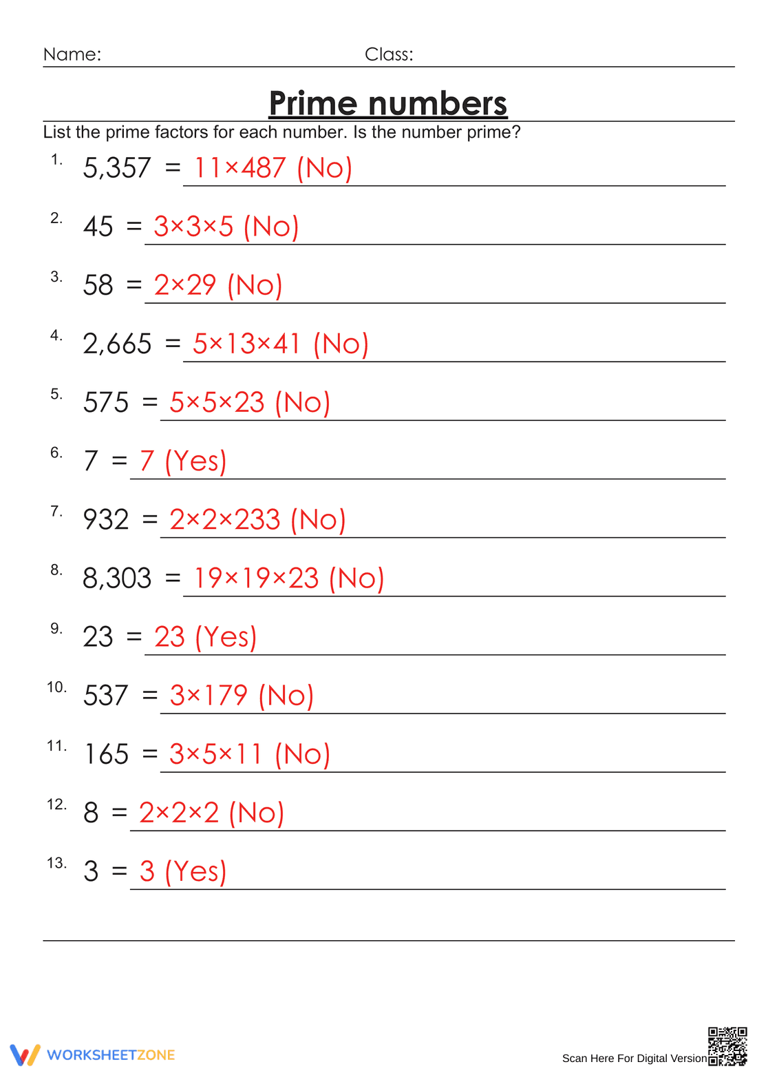 Learn Prime Numbers Worksheet for Kids - Page 2