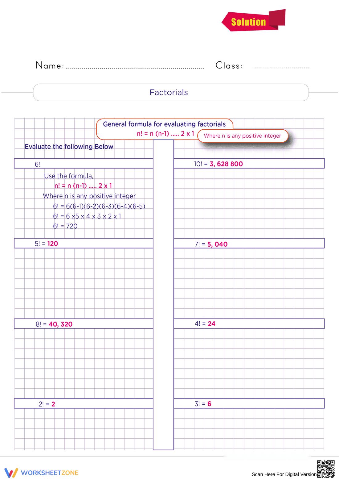 Printable Factorials Worksheet | Grade 8 Math - Page 2