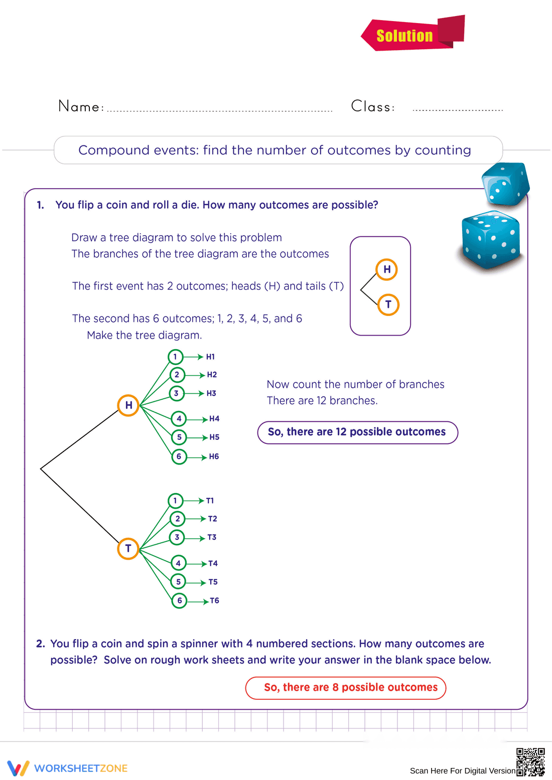 Compound Events Worksheet | Grade 7 Math | Printable - Page 2