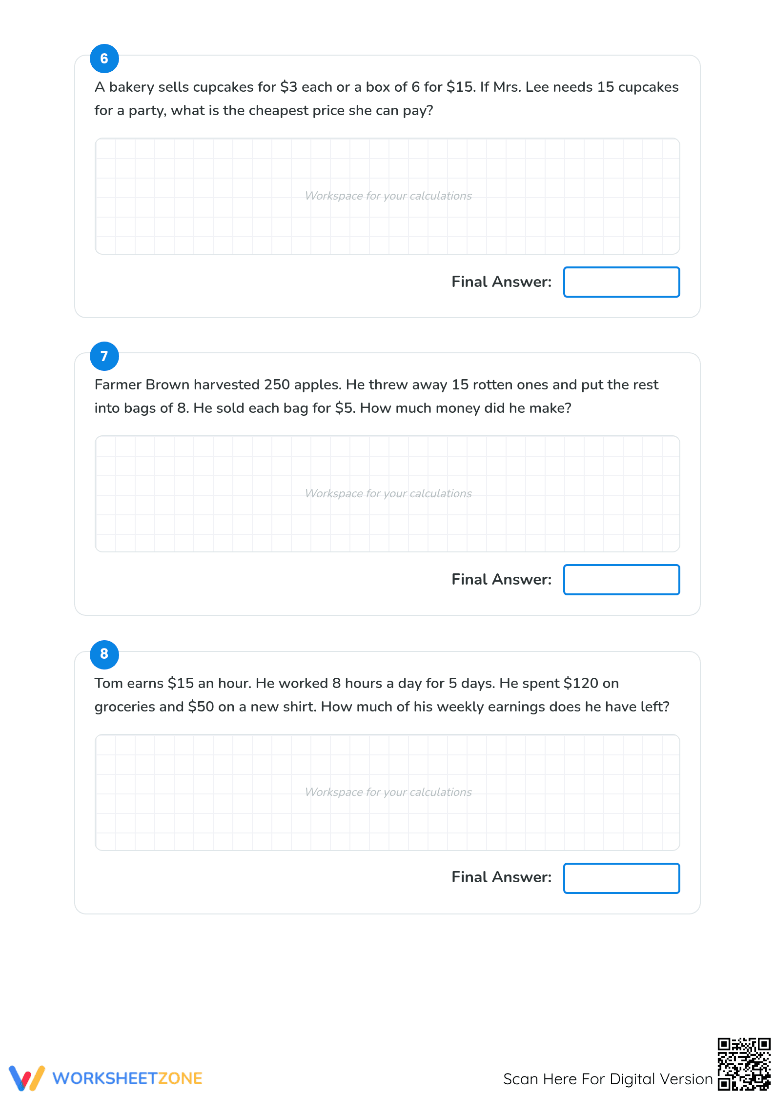 Printable Multi-Step Word Problems Worksheet | Grade 4 Math - Page 4