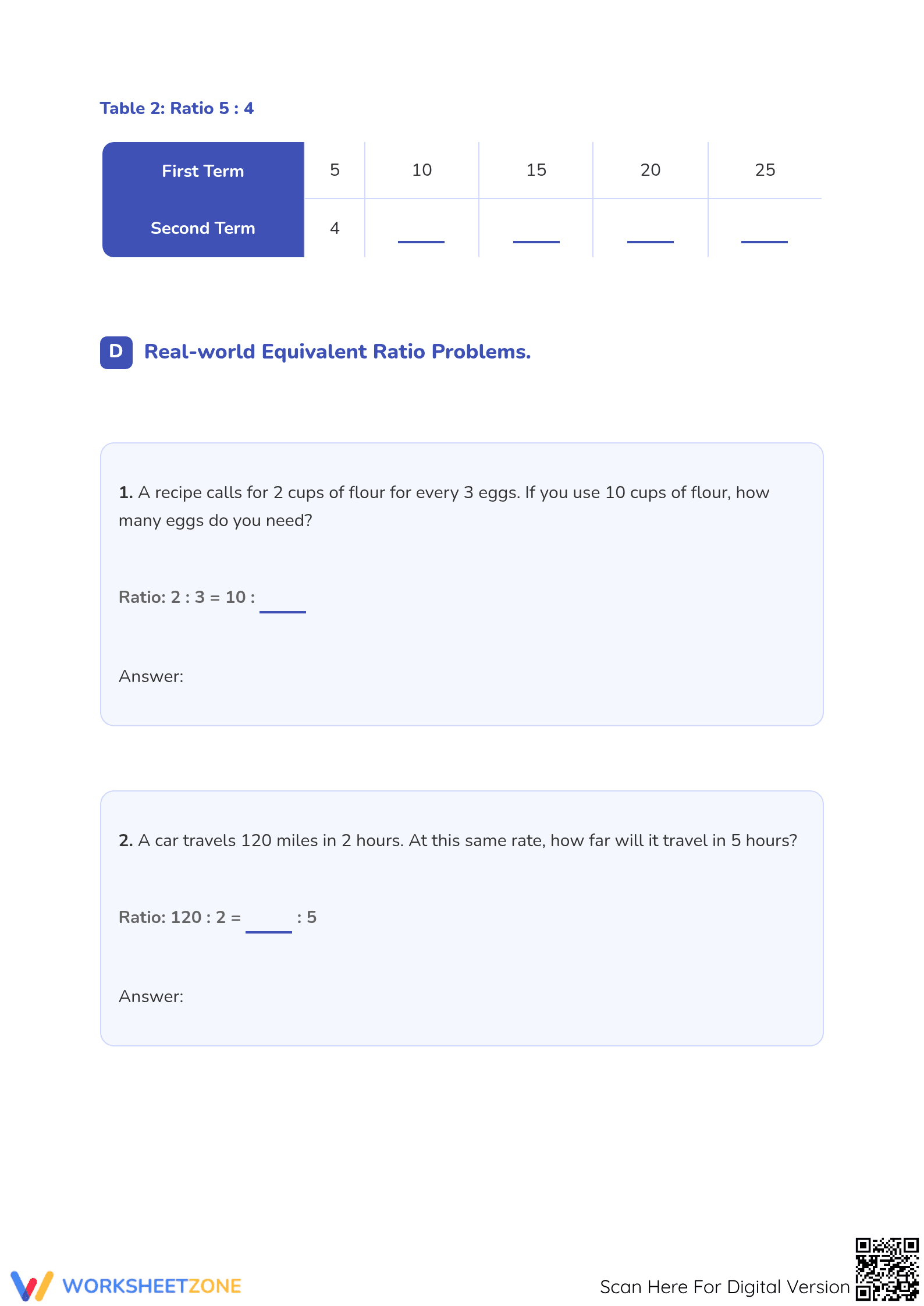 Aligned Grade 6 Worksheet: Equivalent Ratios CCSS.6.RP.A.3a - Page 4