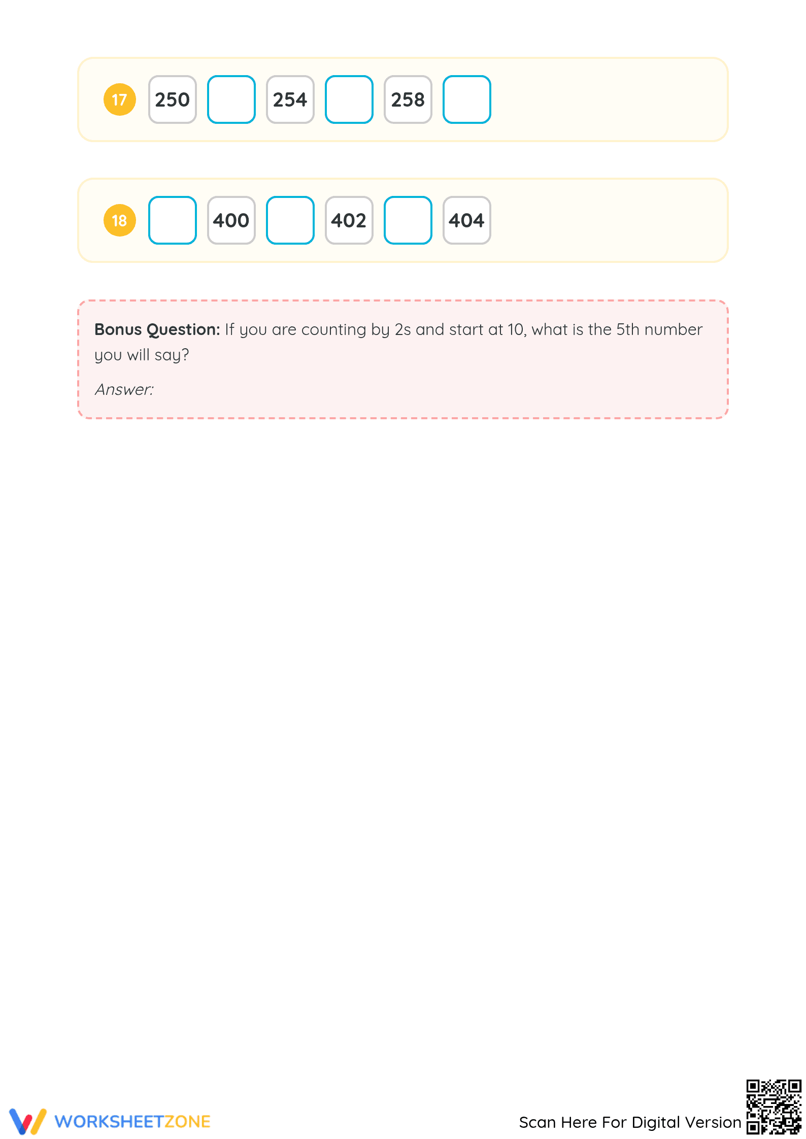 Grade 1 Counting by Twos — Printable No-Prep Worksheet - Page 4
